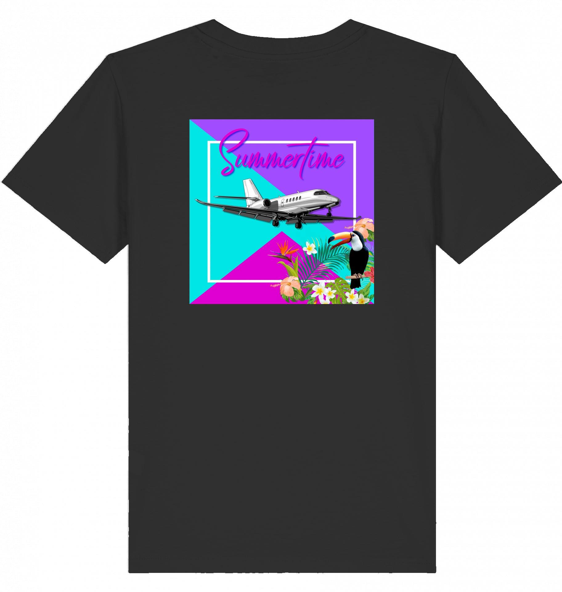 Aviation Kids Aviation T-Shirt "Summertime in Aviation" Cessna Citation Latitude Business Jet 2.0 Black für Piloten, Crews, Kinder & Planespotter made by SUPERSONIC aero 4U