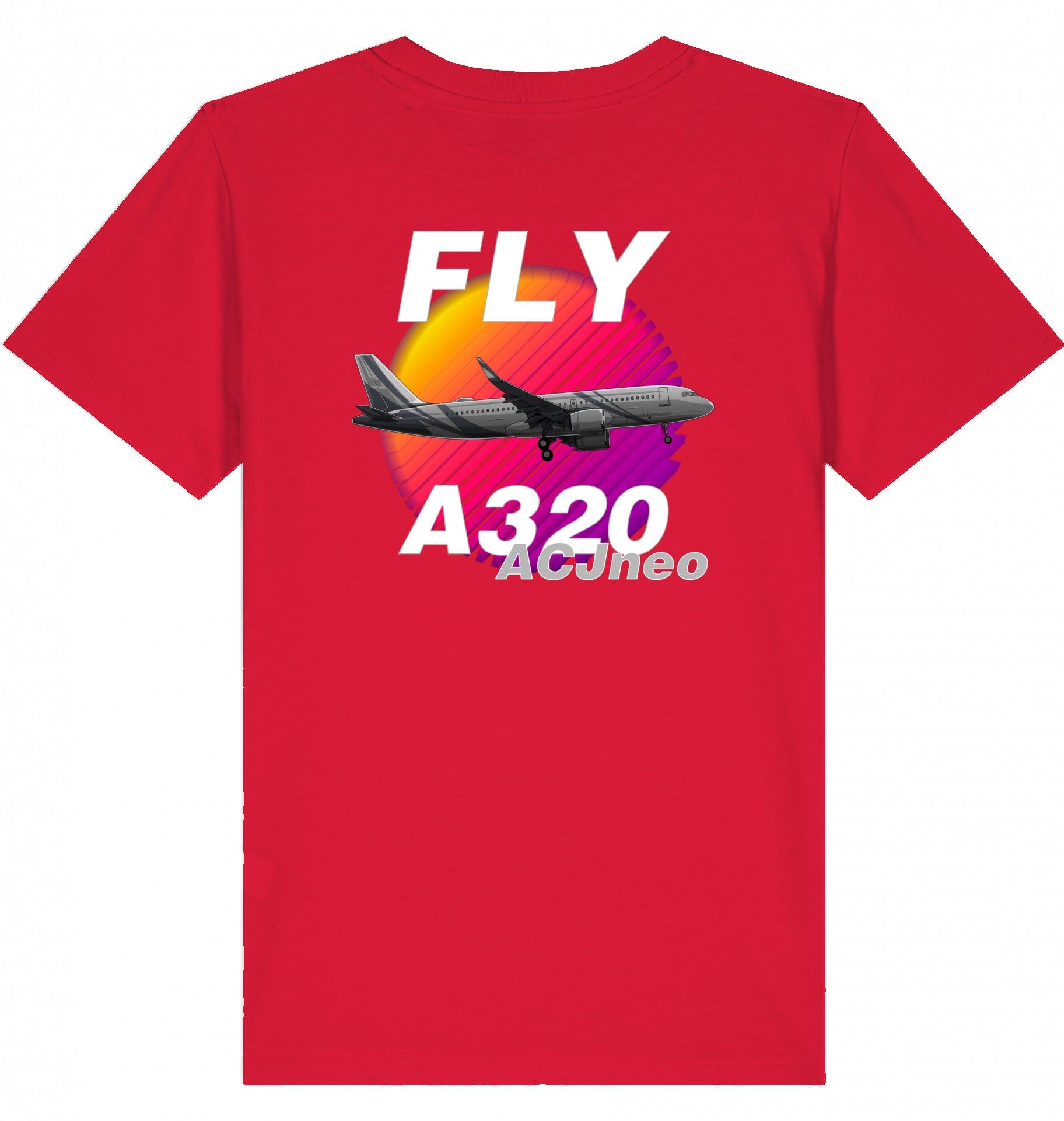 Aviation Kids Aviation T-Shirt "Fly Airbus A320 ACJneo" 2.0 Red für Piloten, Crews, Kinder & Planespotter made by SUPERSONIC aero 4U