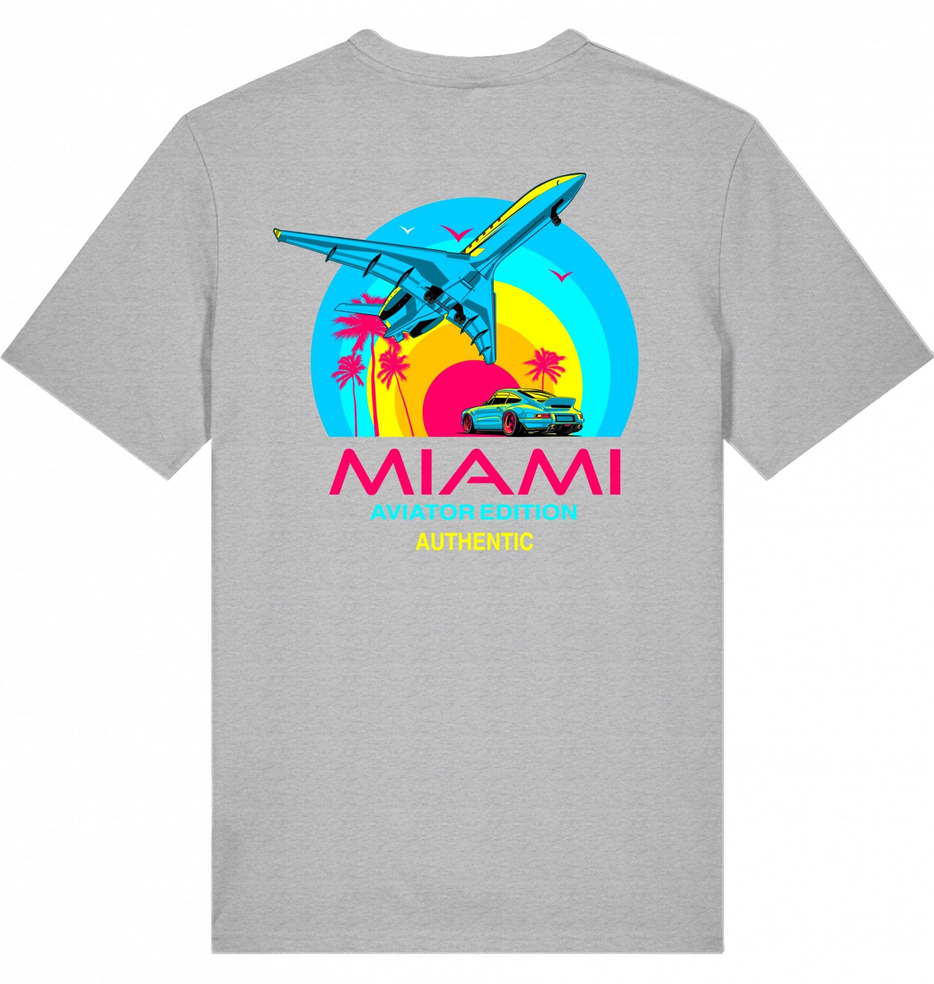 Aviation Flugzeug T-Shirt "Aviator Miami Summer" Heather Grey für Piloten, Crews, Kinder & Planespotter made by SUPERSONIC aero 4U