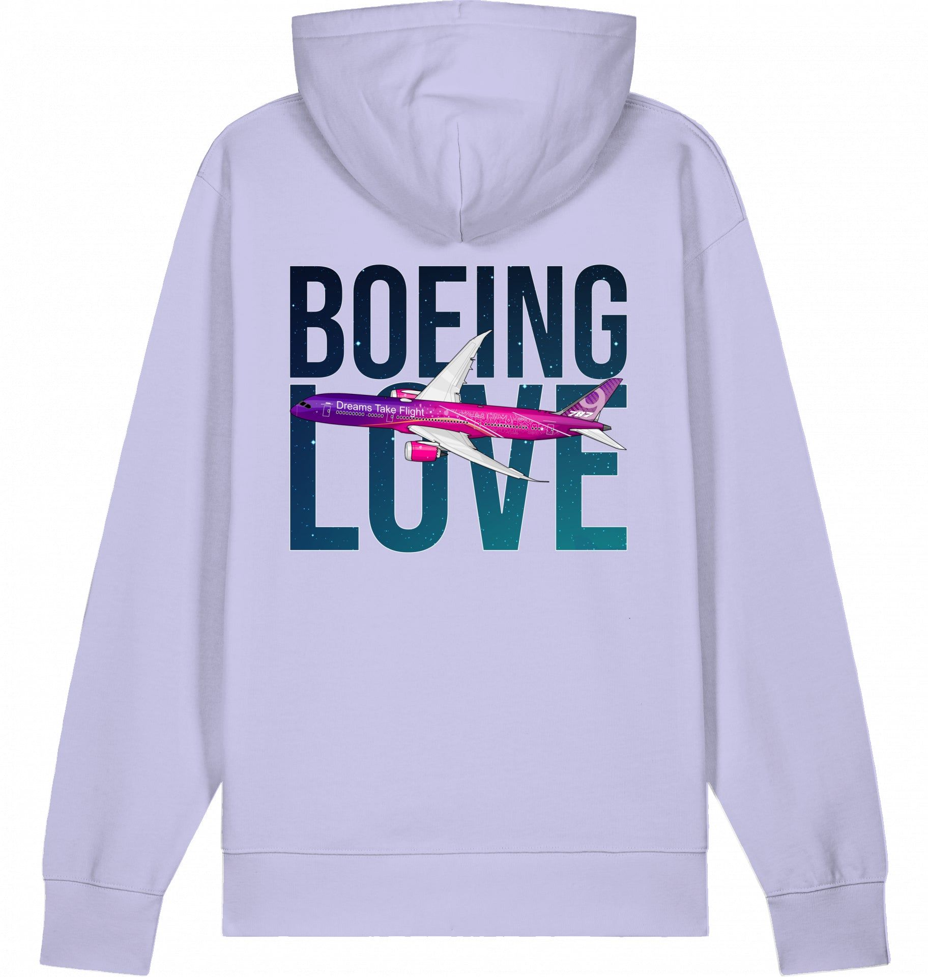 Aviation Flugzeug Hoodie Boeing Love 787 Dreamliner Lavender für Piloten, Crews, Kinder & Planespotter made by SUPERSONIC aero 4U