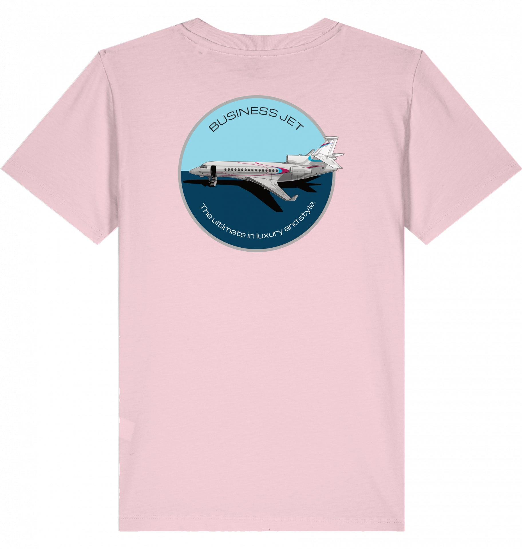 Aviation Kids Aviation T-Shirt "Dassault Falcon 7X Business Jet" 2.0 Cotton Pink für Piloten, Crews, Kinder & Planespotter made by SUPERSONIC aero 4U