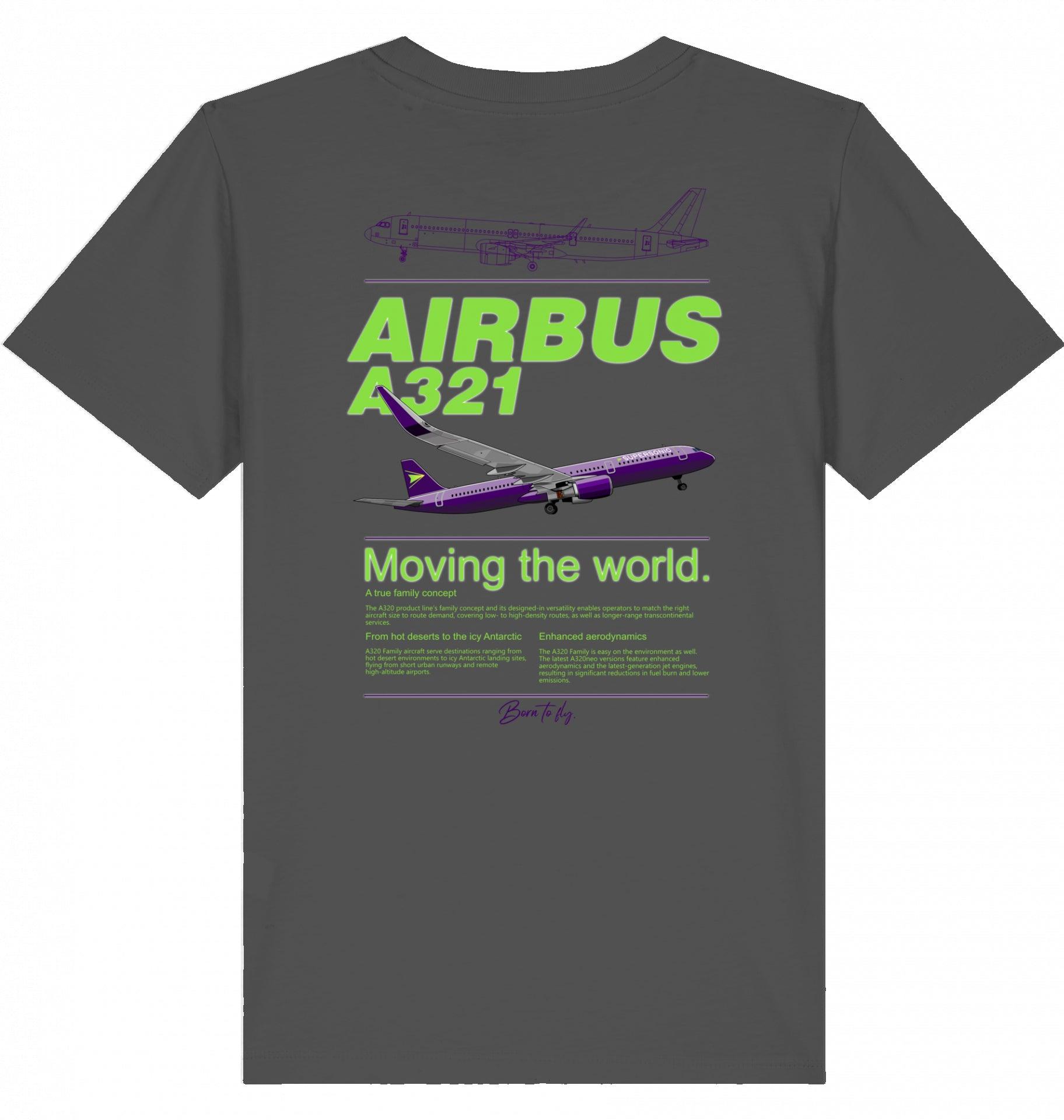 Aviation Kids Aviation T-Shirt "Airbus A321 Neo Flugzeug" 2.0 Anthracite für Piloten, Crews, Kinder & Planespotter made by SUPERSONIC aero 4U