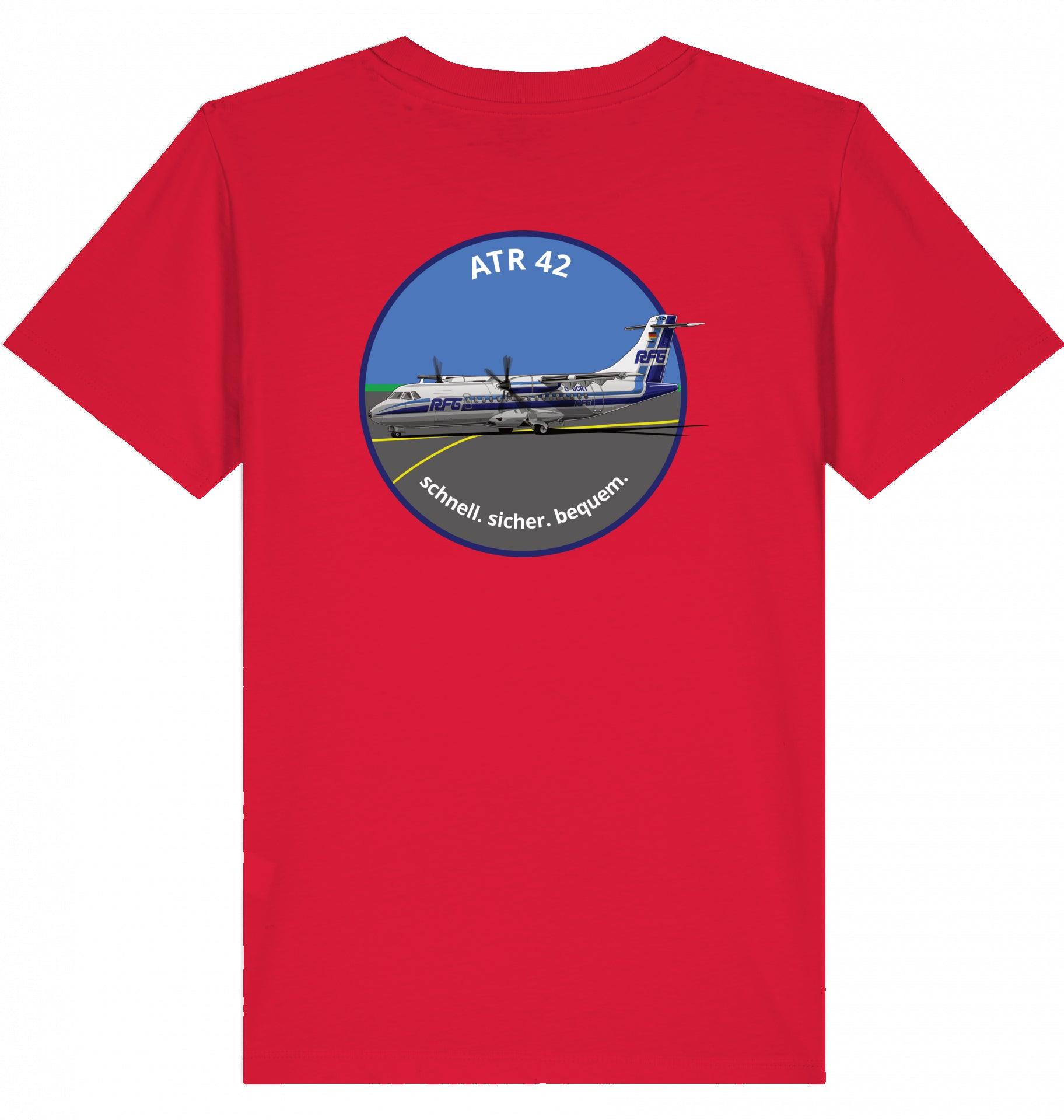 Aviation Kids Aviation T-Shirt "ATR42 Flugzeug RFG EDLW" 2.0 Red für Piloten, Crews, Kinder & Planespotter made by SUPERSONIC aero 4U
