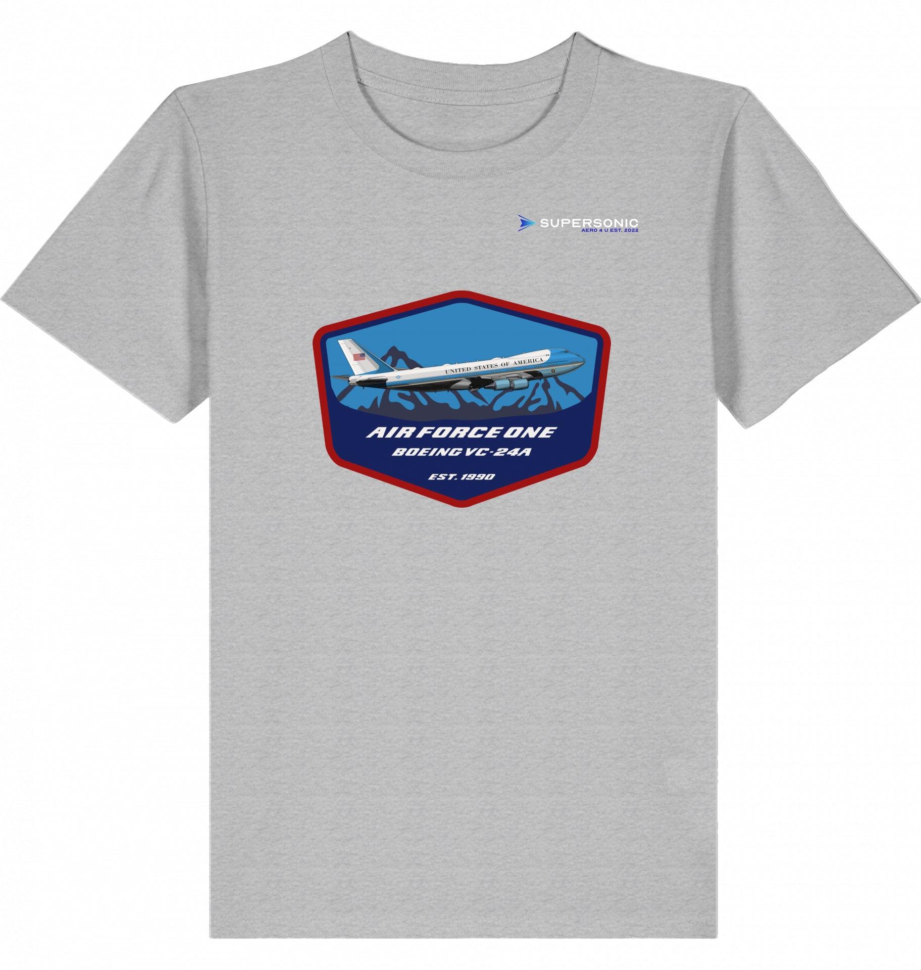Aviation Kids Aviation T-Shirt Air Force One Boeing VC-24A Jumbo Jet 2.0 Heather Grey für Piloten, Crews, Kinder & Planespotter made by SUPERSONIC aero 4U