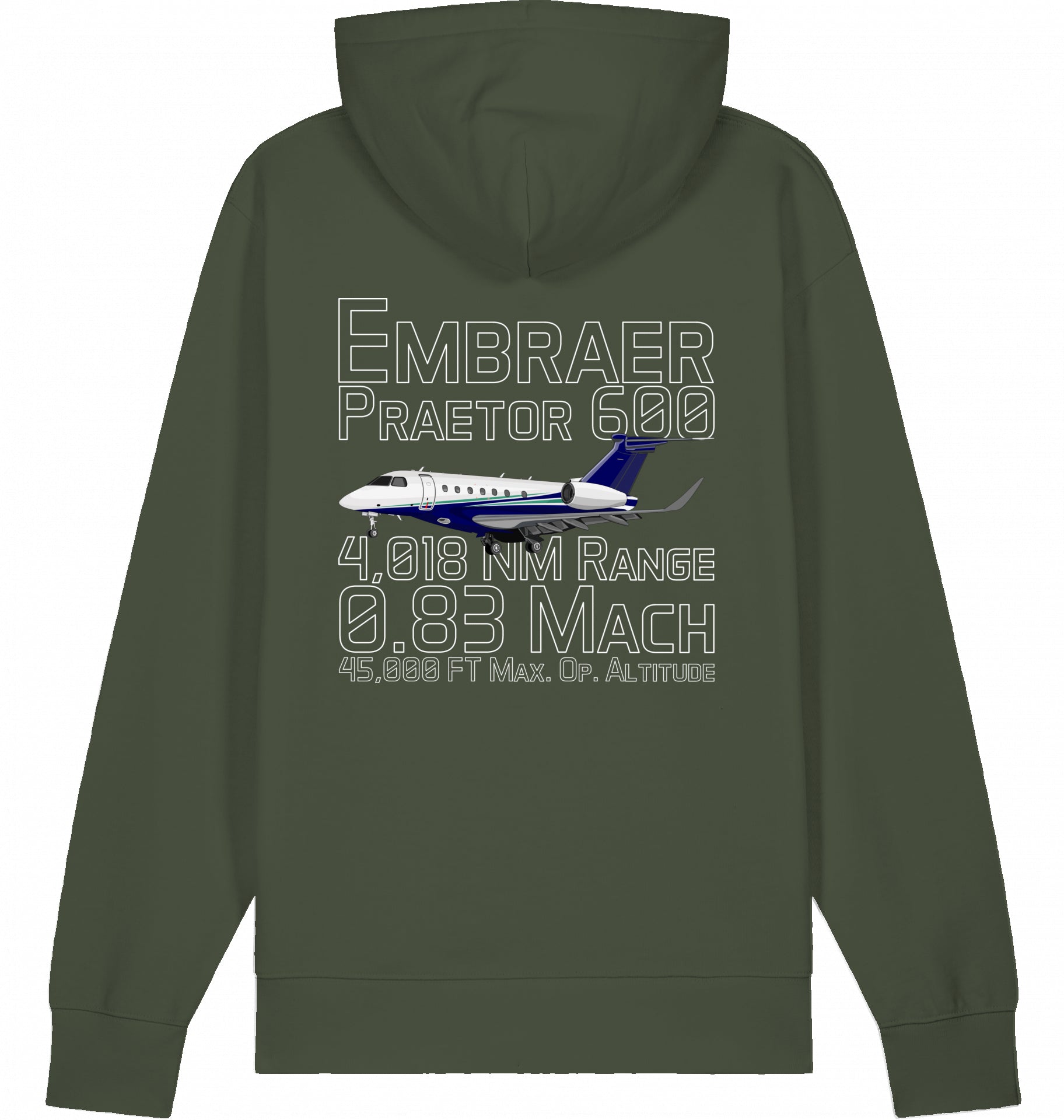 Flugzeug Hoodie Embraer 600 Praetor Datas