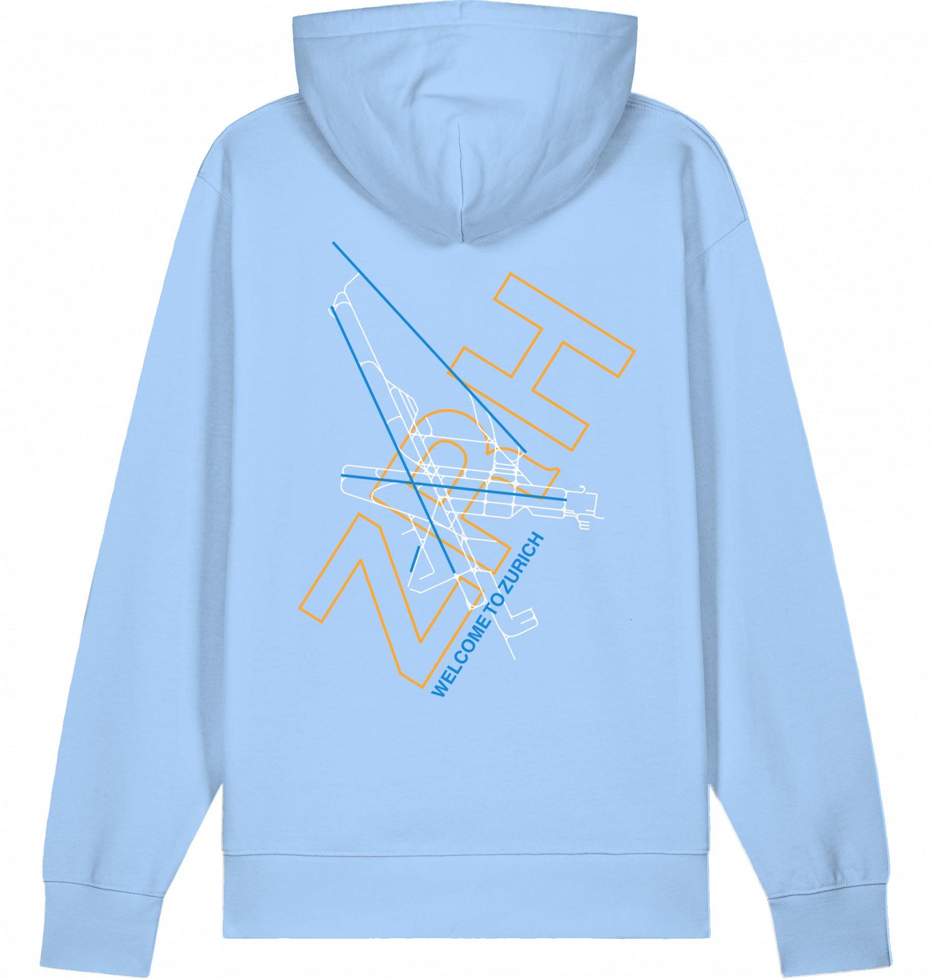 Aviation Zurich ZRH Airport Hoodie 2.0 Blue Soul für Piloten, Crews, Kinder & Planespotter made by SUPERSONIC aero 4U