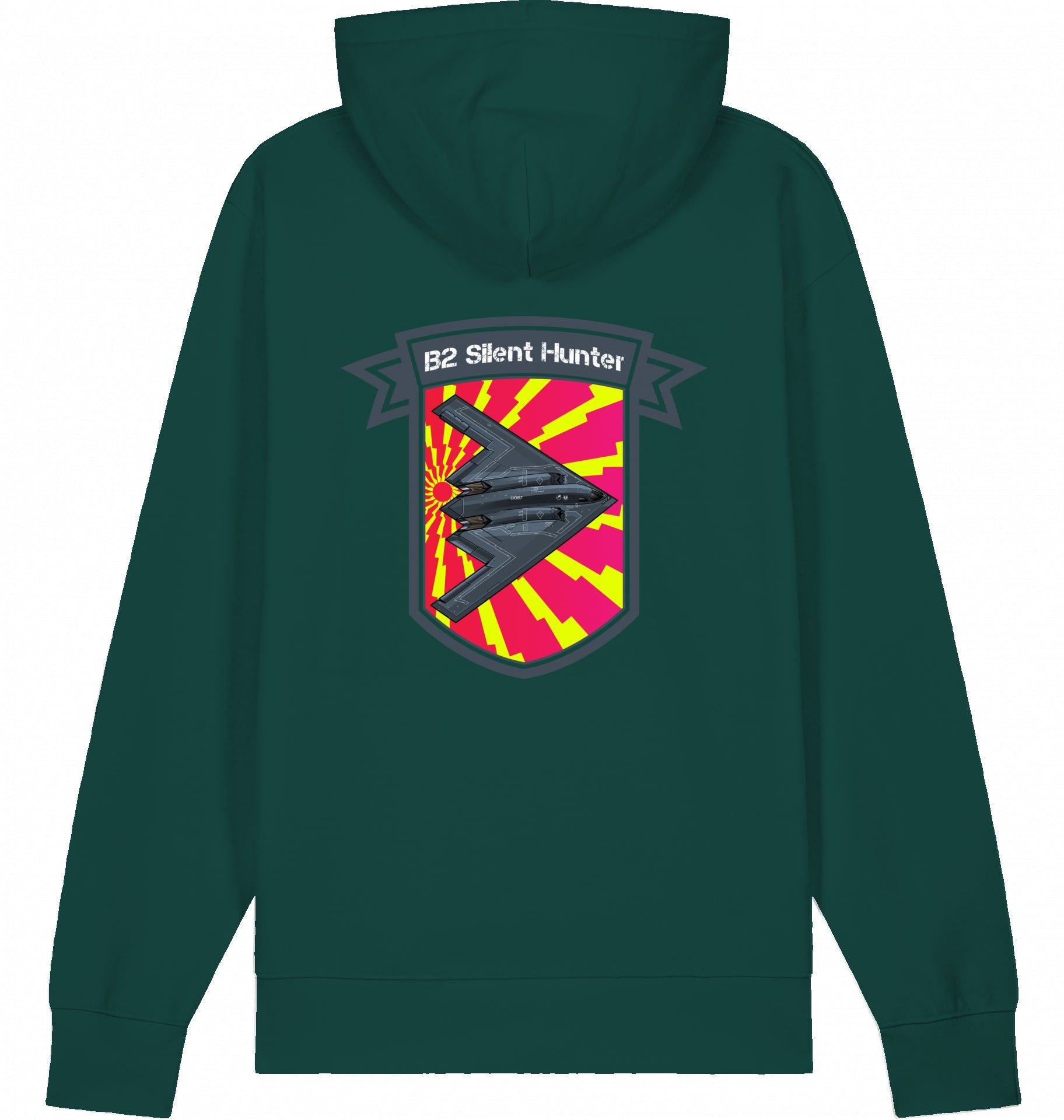 Aviation Flugzeug Hoodie Northrop B2 Spirit - Silent Hunter Glazed Green für Piloten, Crews, Kinder & Planespotter made by SUPERSONIC aero 4U