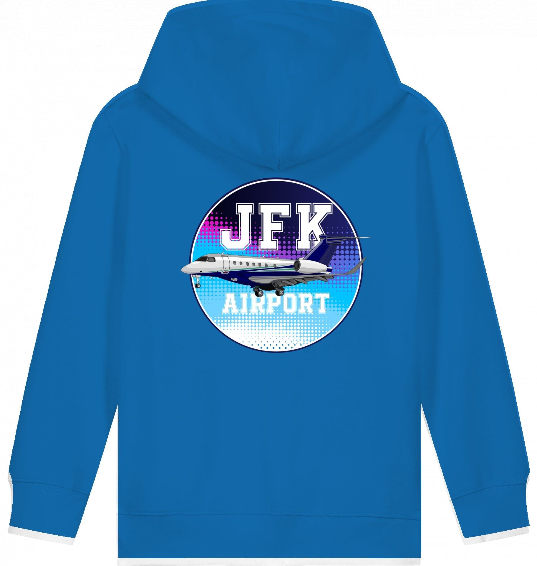 Aviation Kids Flugzeug Hoodie Embraer Praetor 600 JFK Royal Blue für Piloten, Crews, Kinder & Planespotter made by SUPERSONIC aero 4U