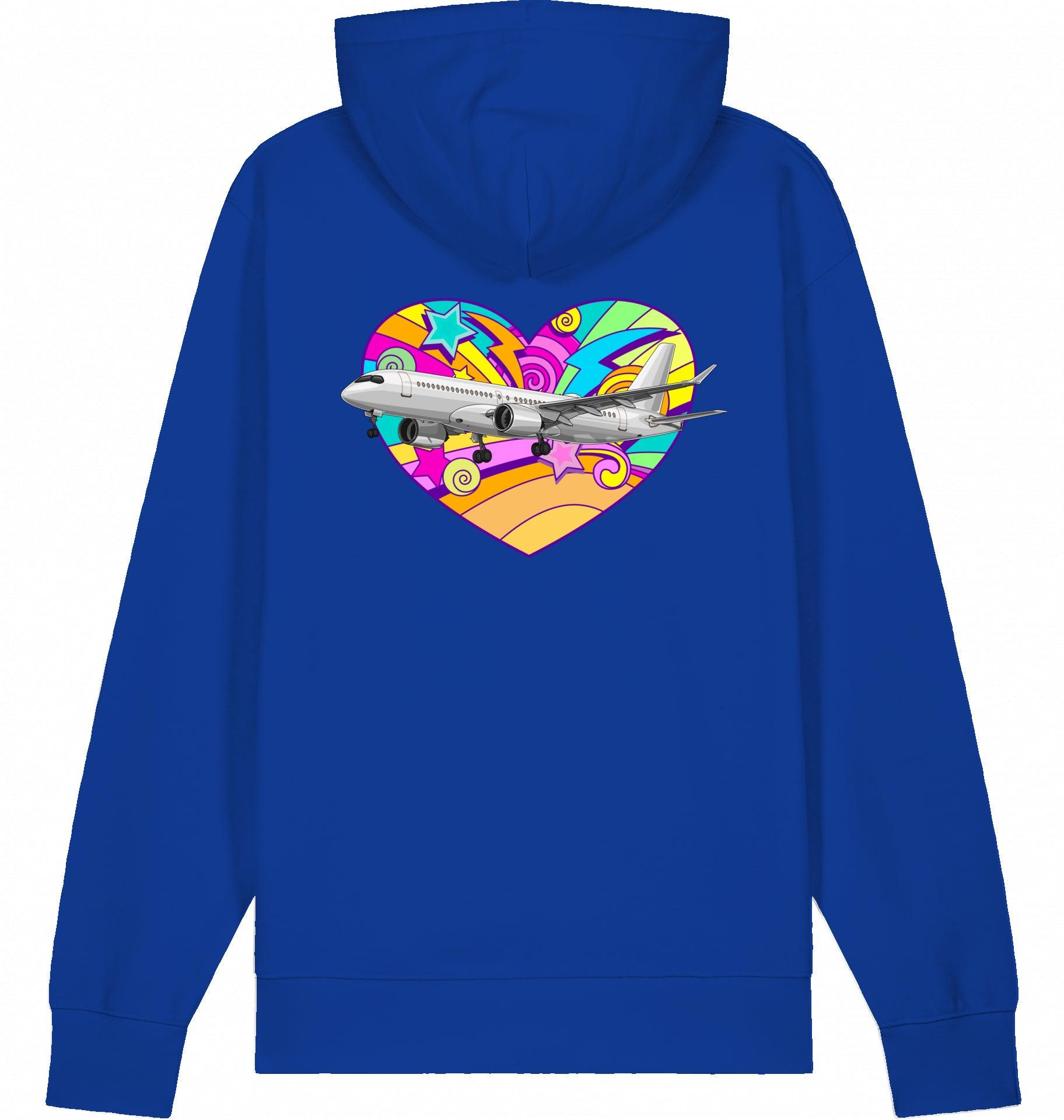 Aviation Flugzeug Hoodie Airbus A220 Heart - Airbus Lovers Worker Blue für Piloten, Crews, Kinder & Planespotter made by SUPERSONIC aero 4U