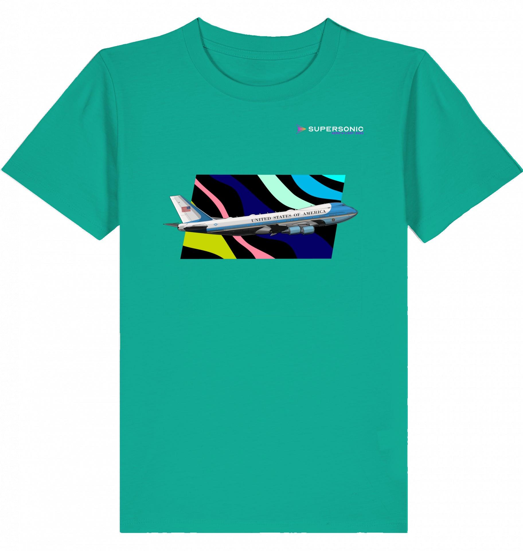 Aviation Kids Aviation T-Shirt Air Force One Boeing 747 Jumbo Jet Flugzeug 2.0 Go Green für Piloten, Crews, Kinder & Planespotter made by SUPERSONIC aero 4U