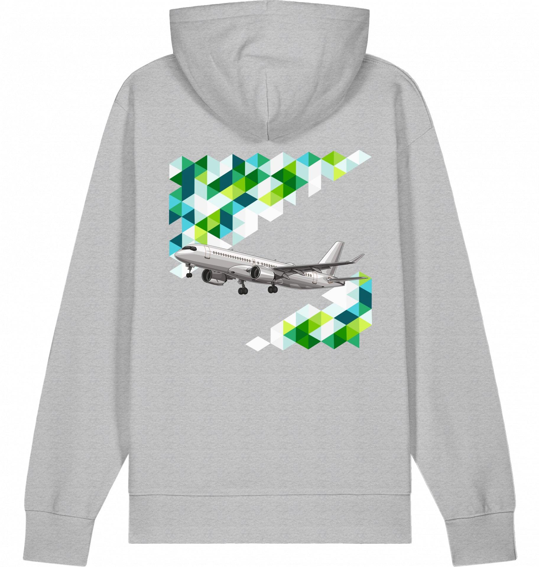 Aviation Flugzeug Hoodie Airbus A220 für Airbuslovers Heather Grey für Piloten, Crews, Kinder & Planespotter made by SUPERSONIC aero 4U