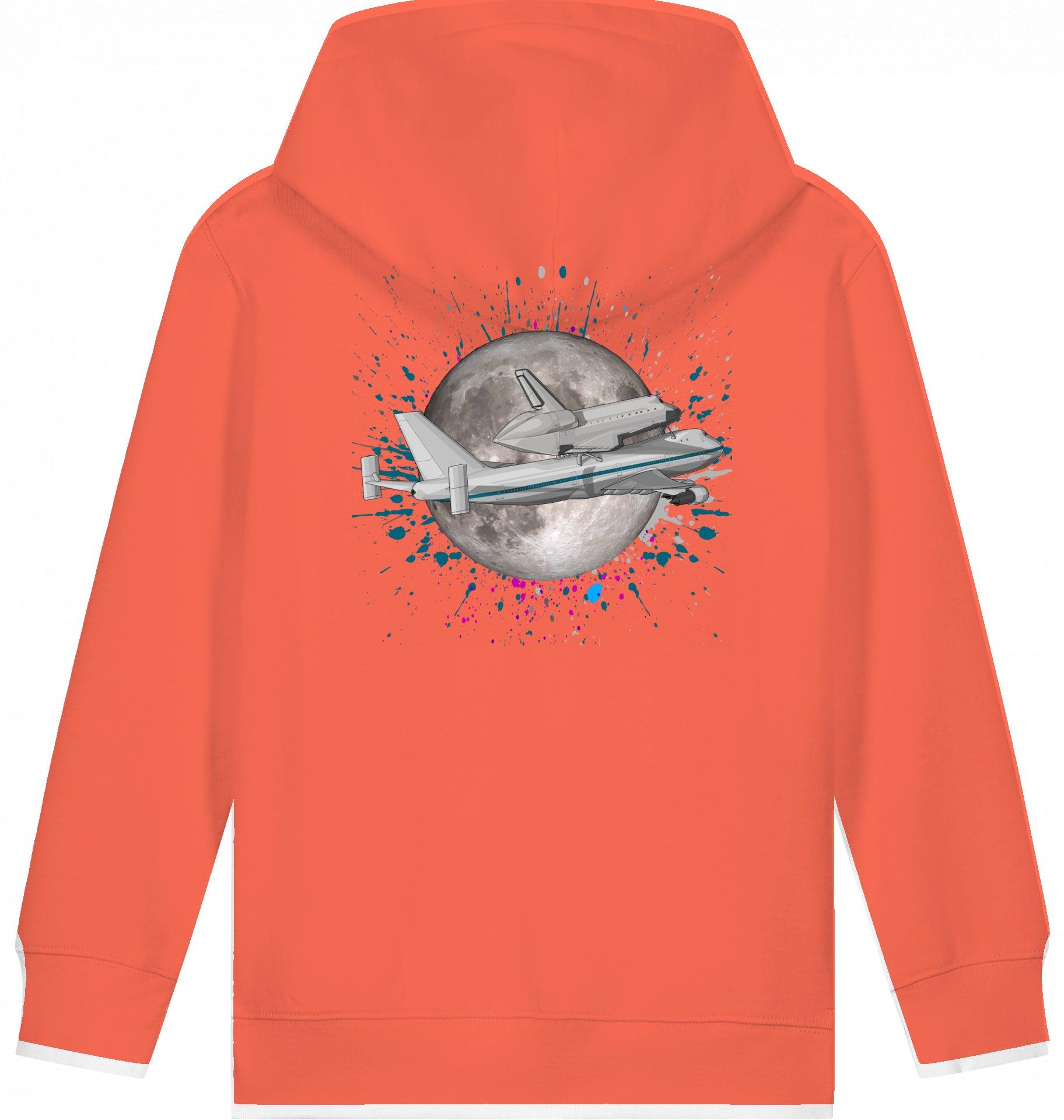 Aviation Kids Aviation Hoodie "Boeing 747 NASA Space Shuttle Jumbo Jet" Fiesta 12-14 für Piloten, Crews, Kinder & Planespotter made by SUPERSONIC aero 4U