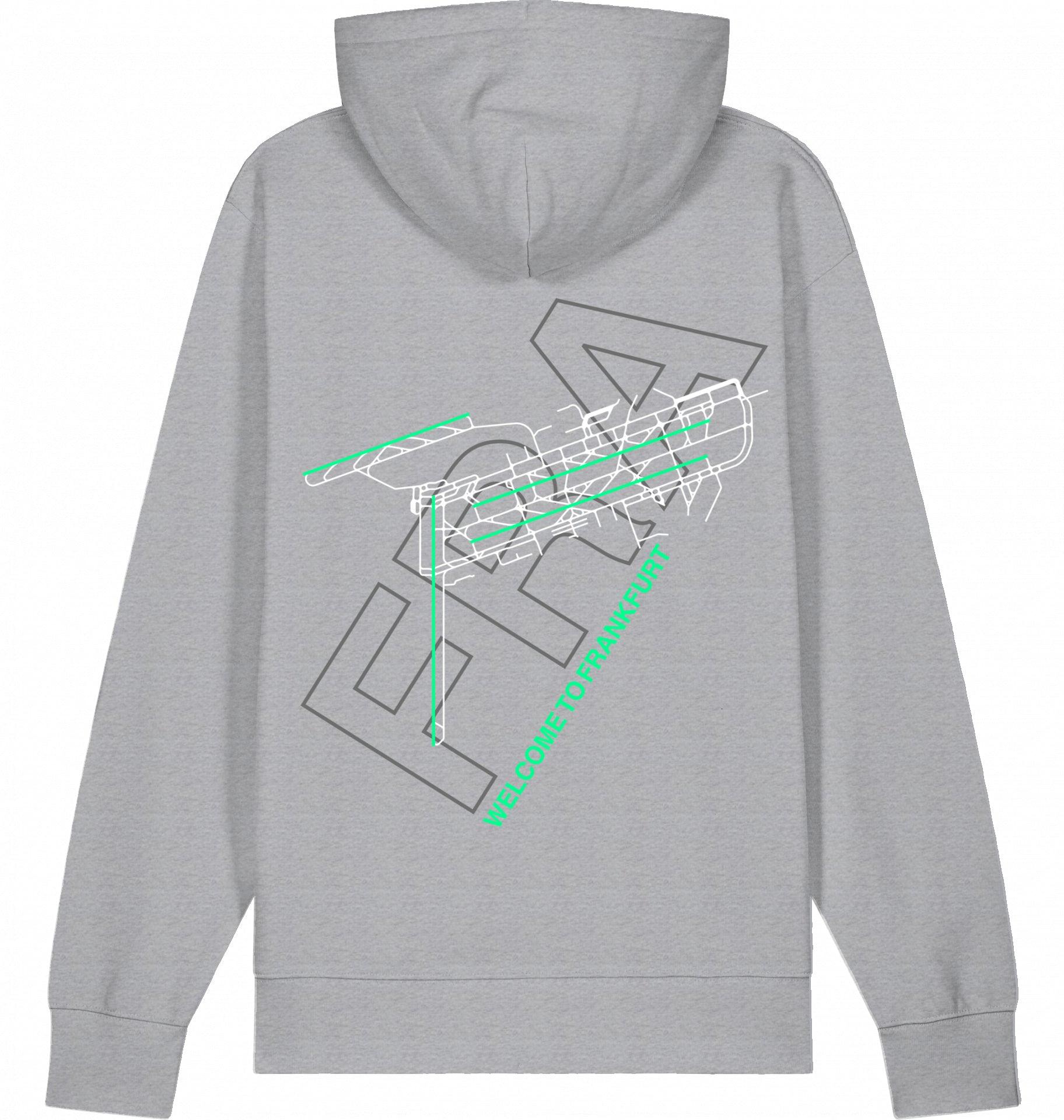 Aviation Frankfurt FRA Airport Hoodie 2.0 Mid Heather Grey für Piloten, Crews, Kinder & Planespotter made by SUPERSONIC aero 4U