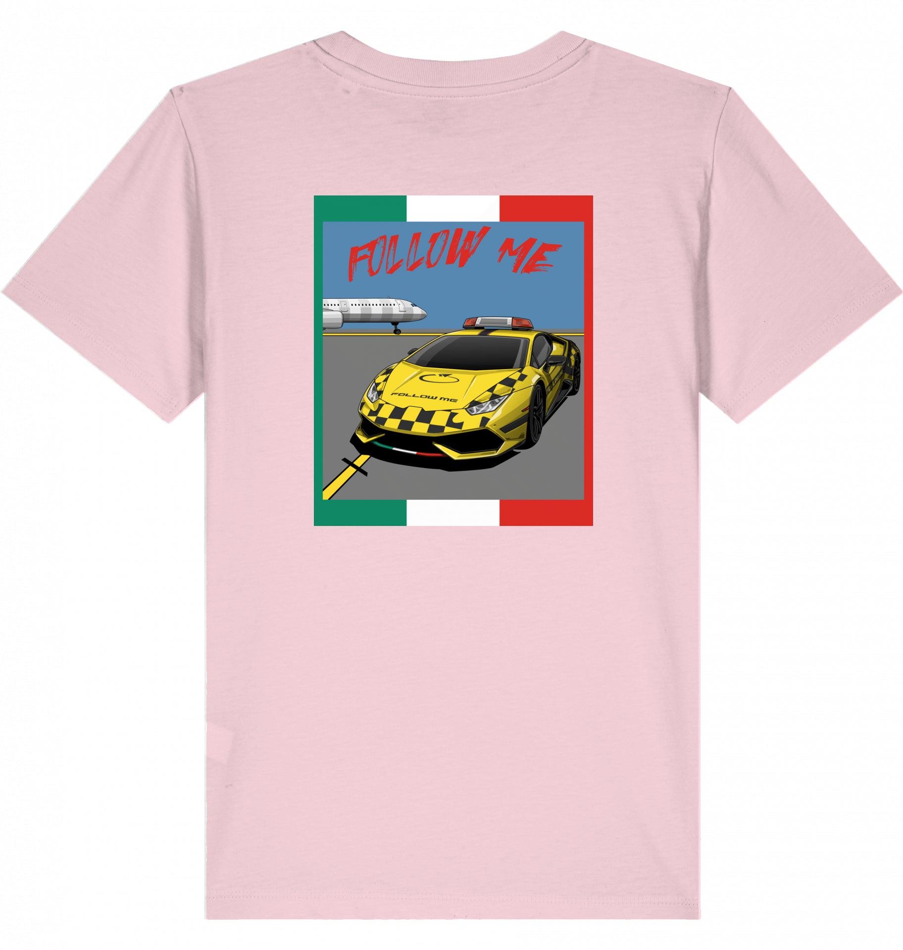 Aviation Kids Aviation T-Shirt "Follow Me Supercar" Flughafen 2.0 Cotton Pink für Piloten, Crews, Kinder & Planespotter made by SUPERSONIC aero 4U