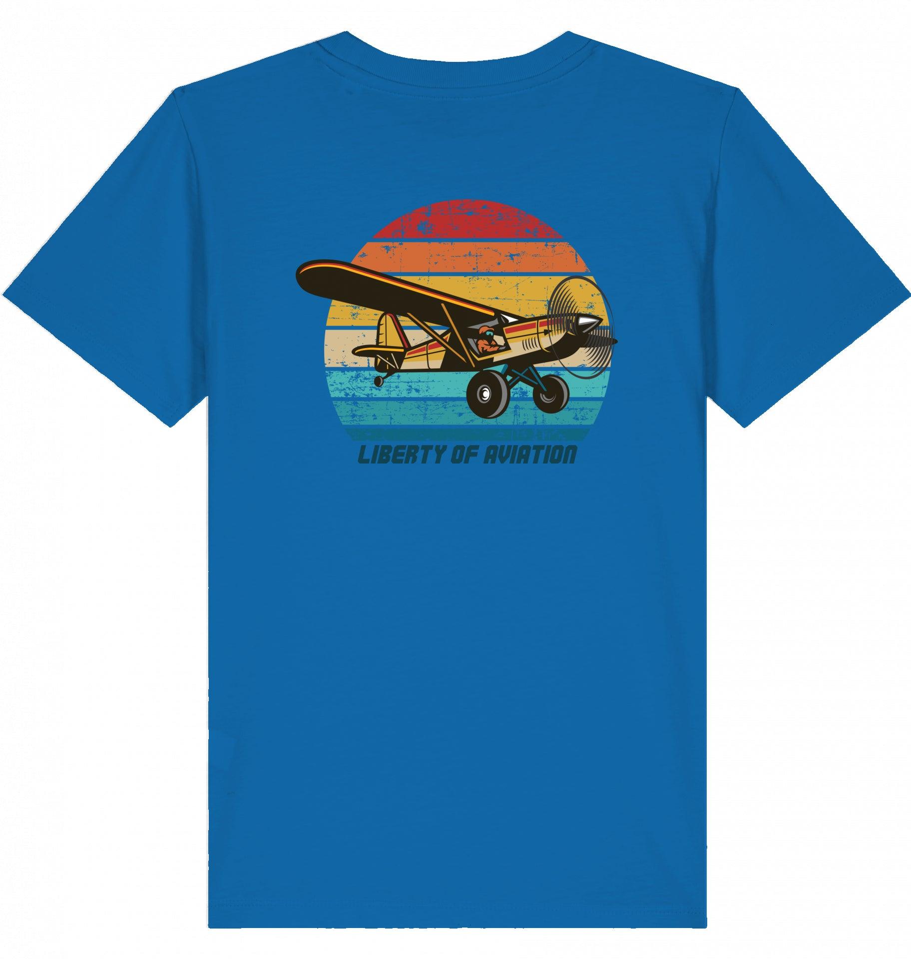 Aviation Kids Aviation T-Shirt "Liberty of Aviation" Piper Super Cup 2.0 Royal Blue für Piloten, Crews, Kinder & Planespotter made by SUPERSONIC aero 4U
