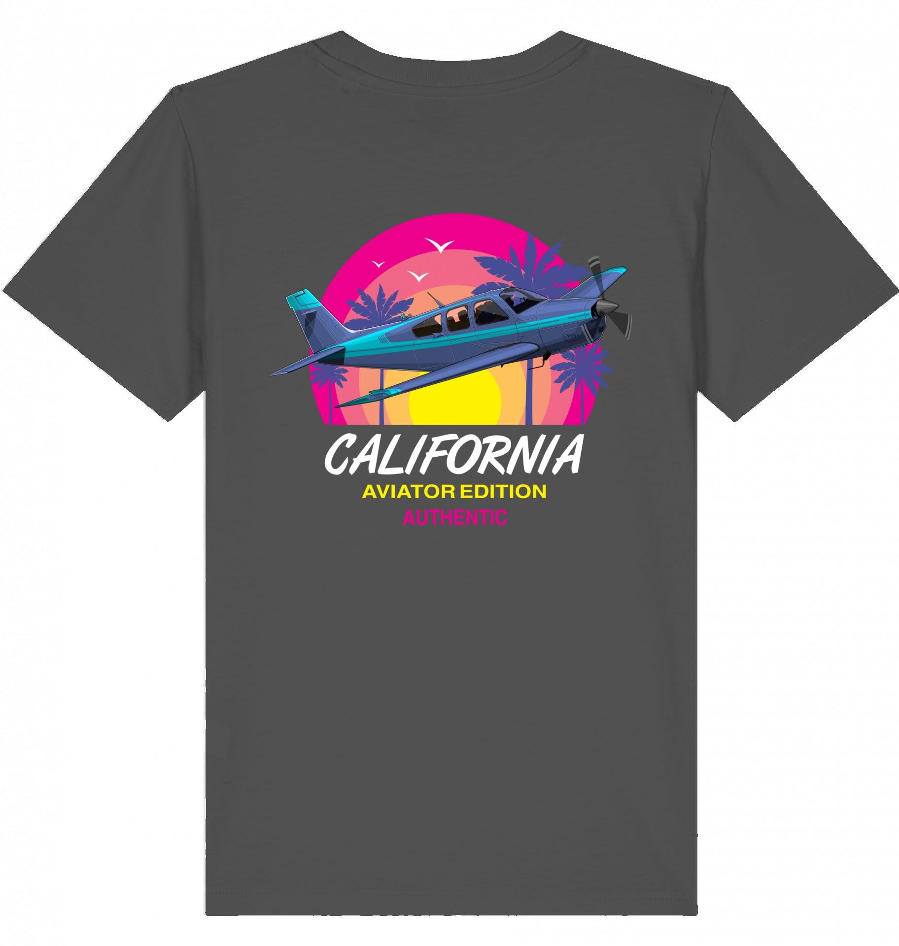 Aviation Kids Aviation T-Shirt "Aviator California Summer" 2.0 Anthracite für Piloten, Crews, Kinder & Planespotter made by SUPERSONIC aero 4U