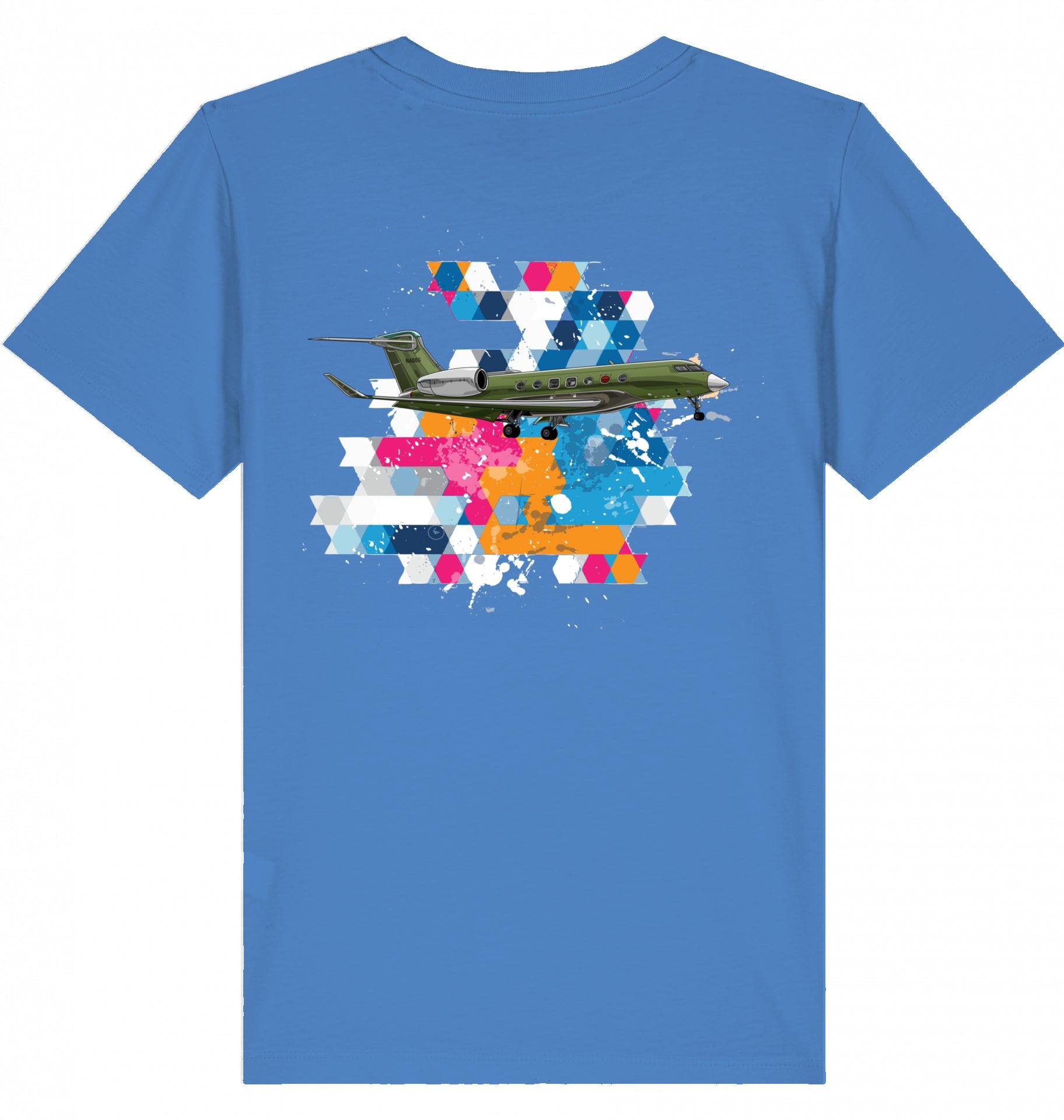 Aviation Kids Aviation T-Shirt Gulfstream G500/600 Business Jet 2.0 Bright Blue für Piloten, Crews, Kinder & Planespotter made by SUPERSONIC aero 4U