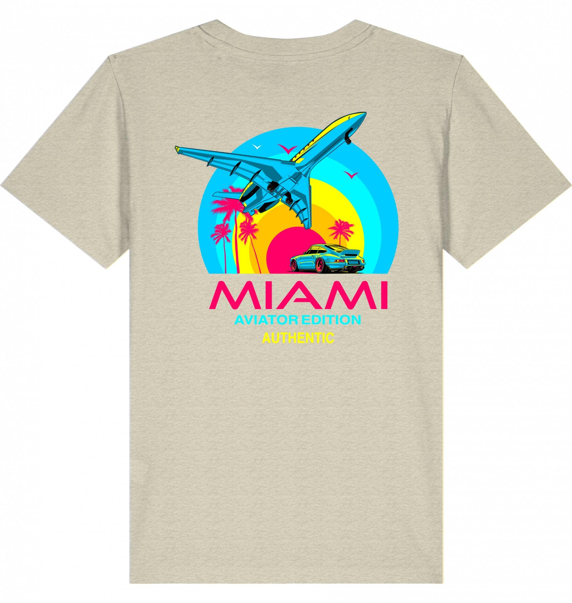 Aviation Kids Aviation T-Shirt "Aviator Miami Summer" 2.0 Eco-Heather für Piloten, Crews, Kinder & Planespotter made by SUPERSONIC aero 4U