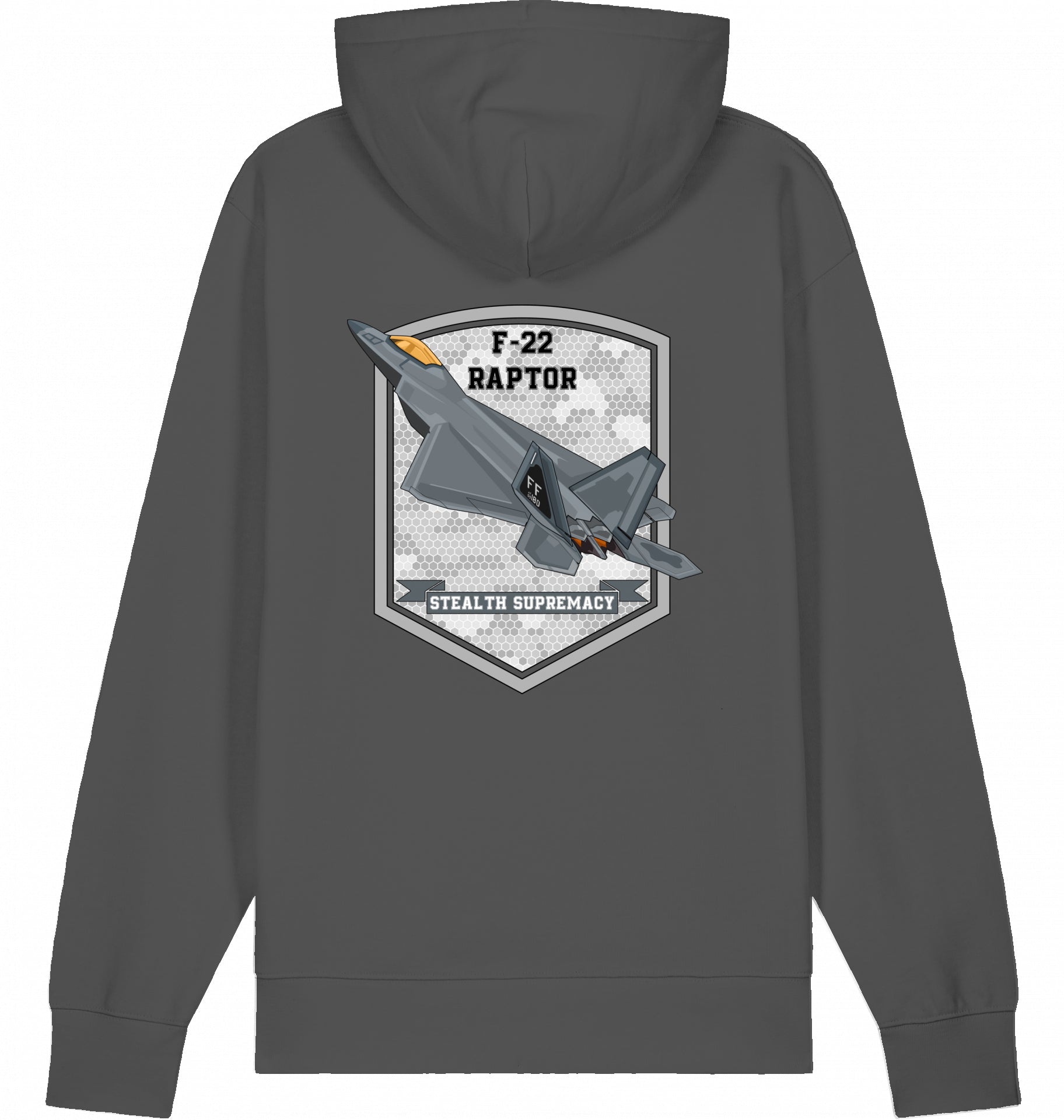 Aviation Flugzeug Hoodie F-22 Raptor Stealth Supremacy Anthracite für Piloten, Crews, Kinder & Planespotter made by SUPERSONIC aero 4U