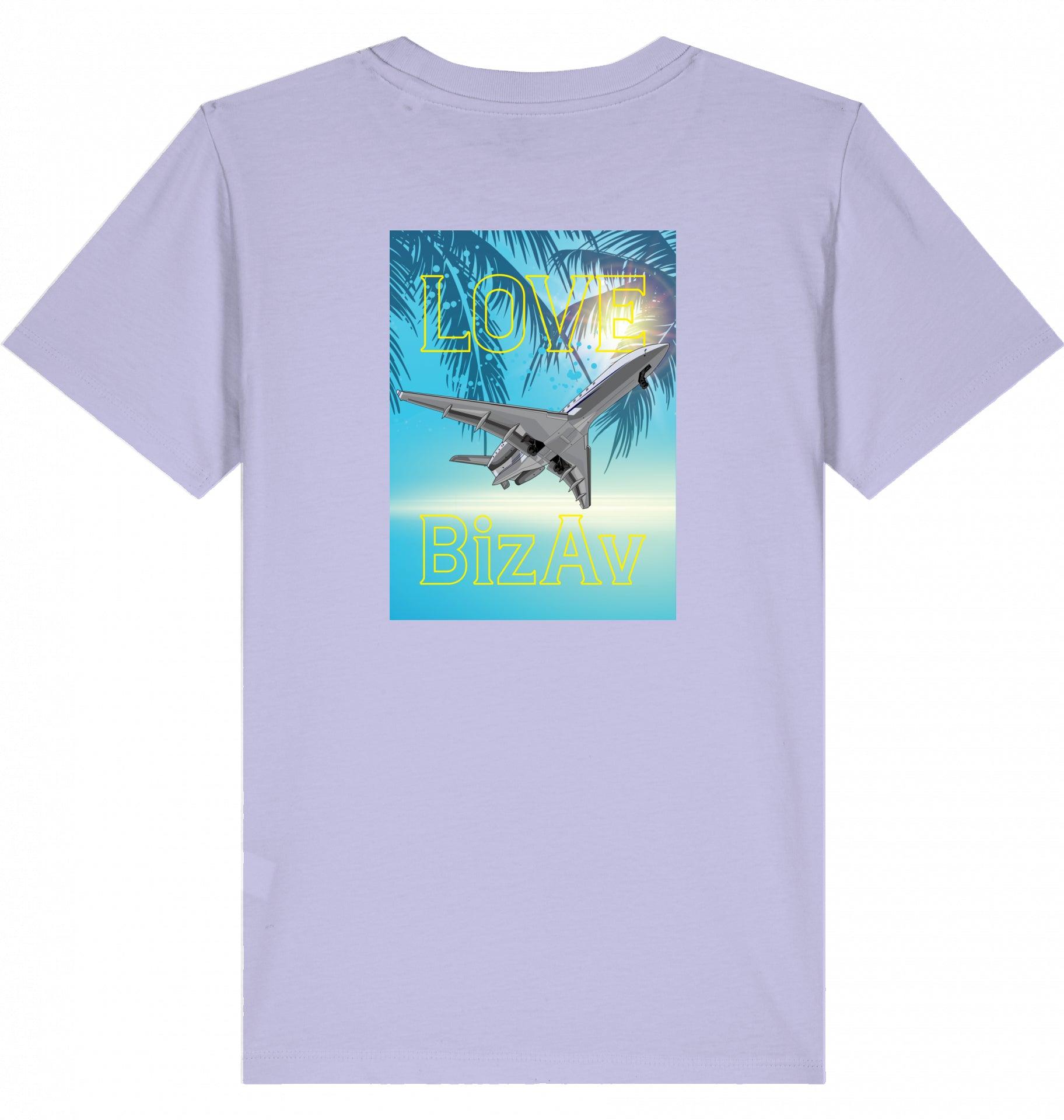 Aviation Kids Aviation T-Shirt "Love BizAv Business Aviation" 2.0 Lavender für Piloten, Crews, Kinder & Planespotter made by SUPERSONIC aero 4U