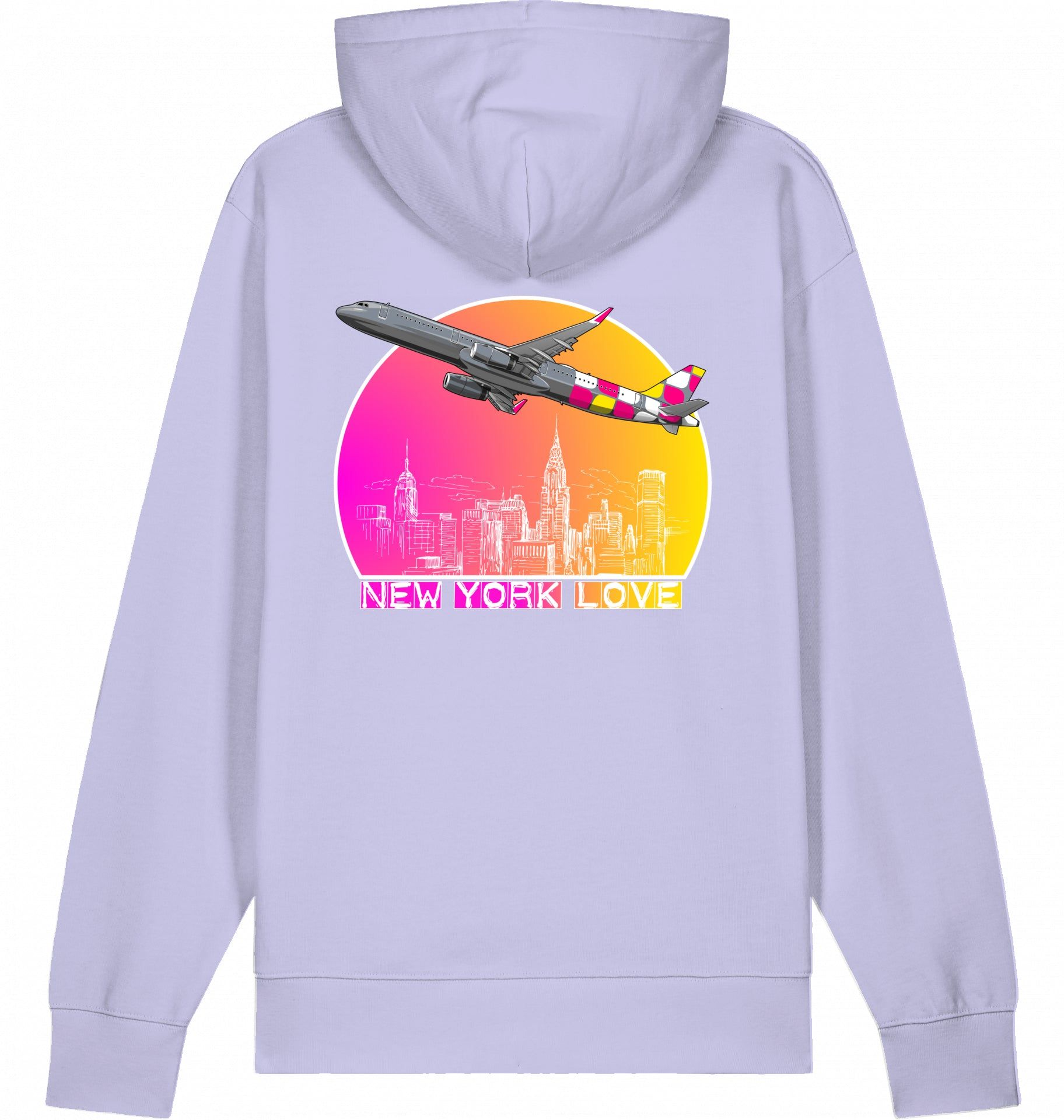 Aviation Flugzeug Hoodie Airbus A321 New York Lavender für Piloten, Crews, Kinder & Planespotter made by SUPERSONIC aero 4U