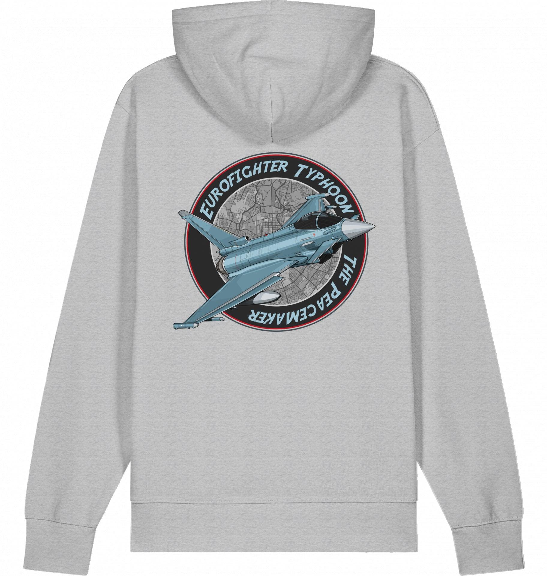 Aviation Flugzeug Hoodie Eurofighter Typhoon Peacemaker Jet Heather Grey für Piloten, Crews, Kinder & Planespotter made by SUPERSONIC aero 4U