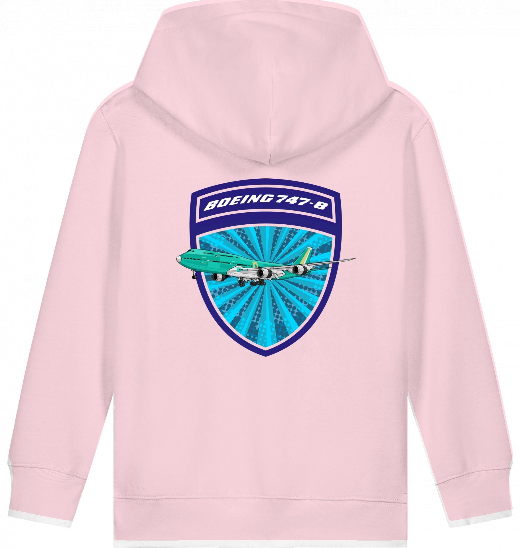 Aviation Kids Hoodie Boeing 747-8 Jumbojet Cotton Pink für Piloten, Crews, Kinder & Planespotter made by SUPERSONIC aero 4U