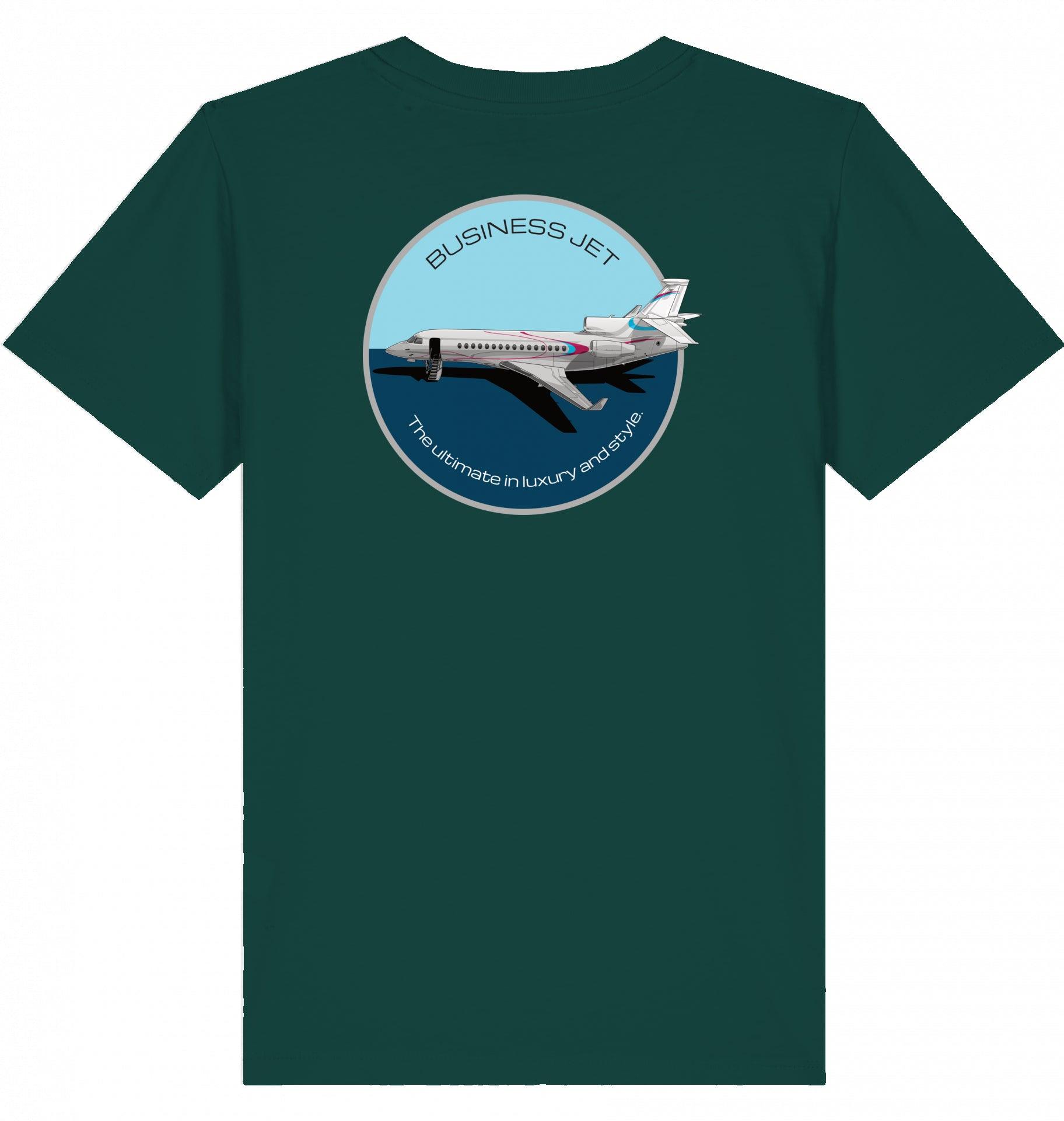 Aviation Kids Aviation T-Shirt "Dassault Falcon 7X Business Jet" 2.0 Glazed Green für Piloten, Crews, Kinder & Planespotter made by SUPERSONIC aero 4U