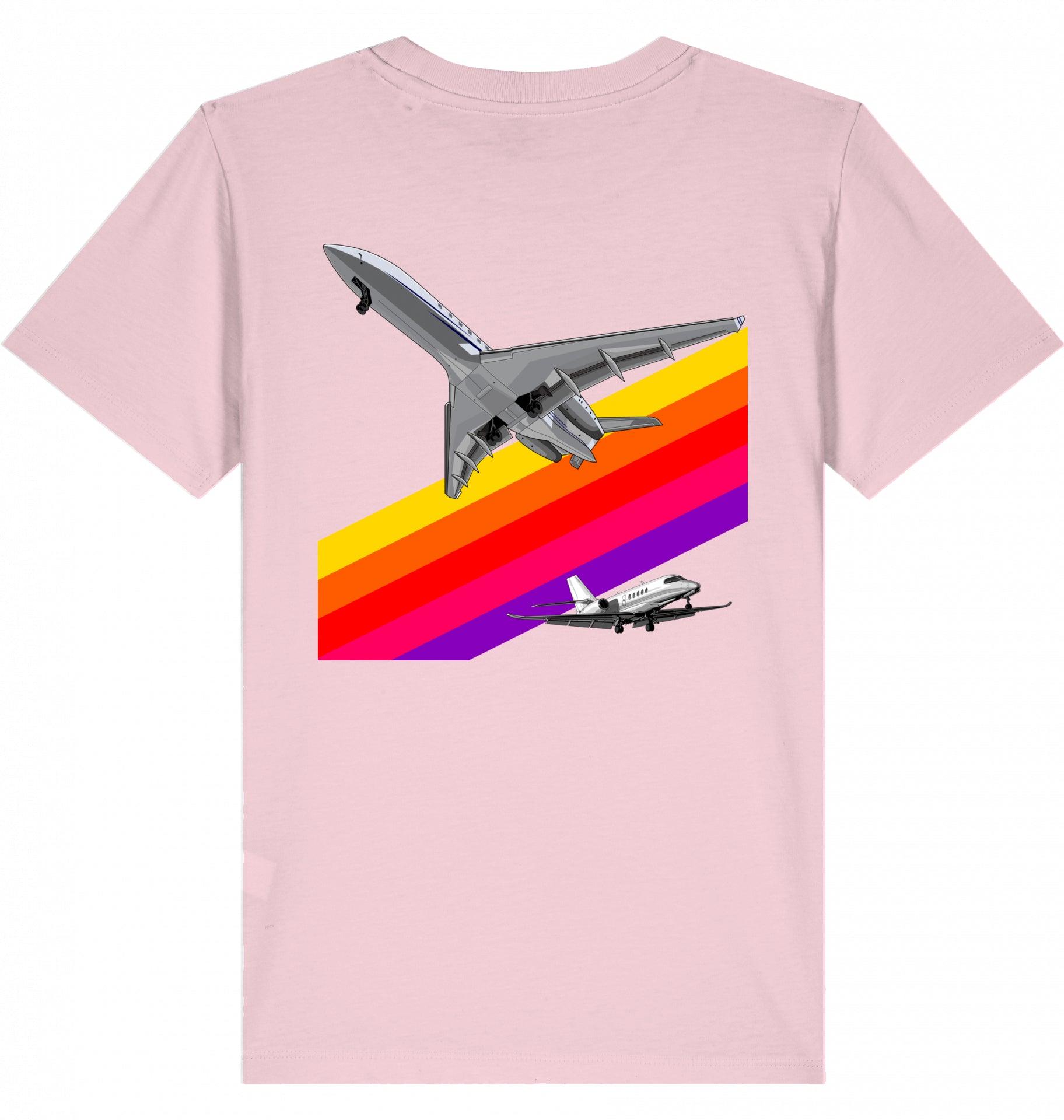 Aviation Kids Aviation T-Shirt "VHS 80ies Style - Business Aviation" 2.0 Cotton Pink für Piloten, Crews, Kinder & Planespotter made by SUPERSONIC aero 4U