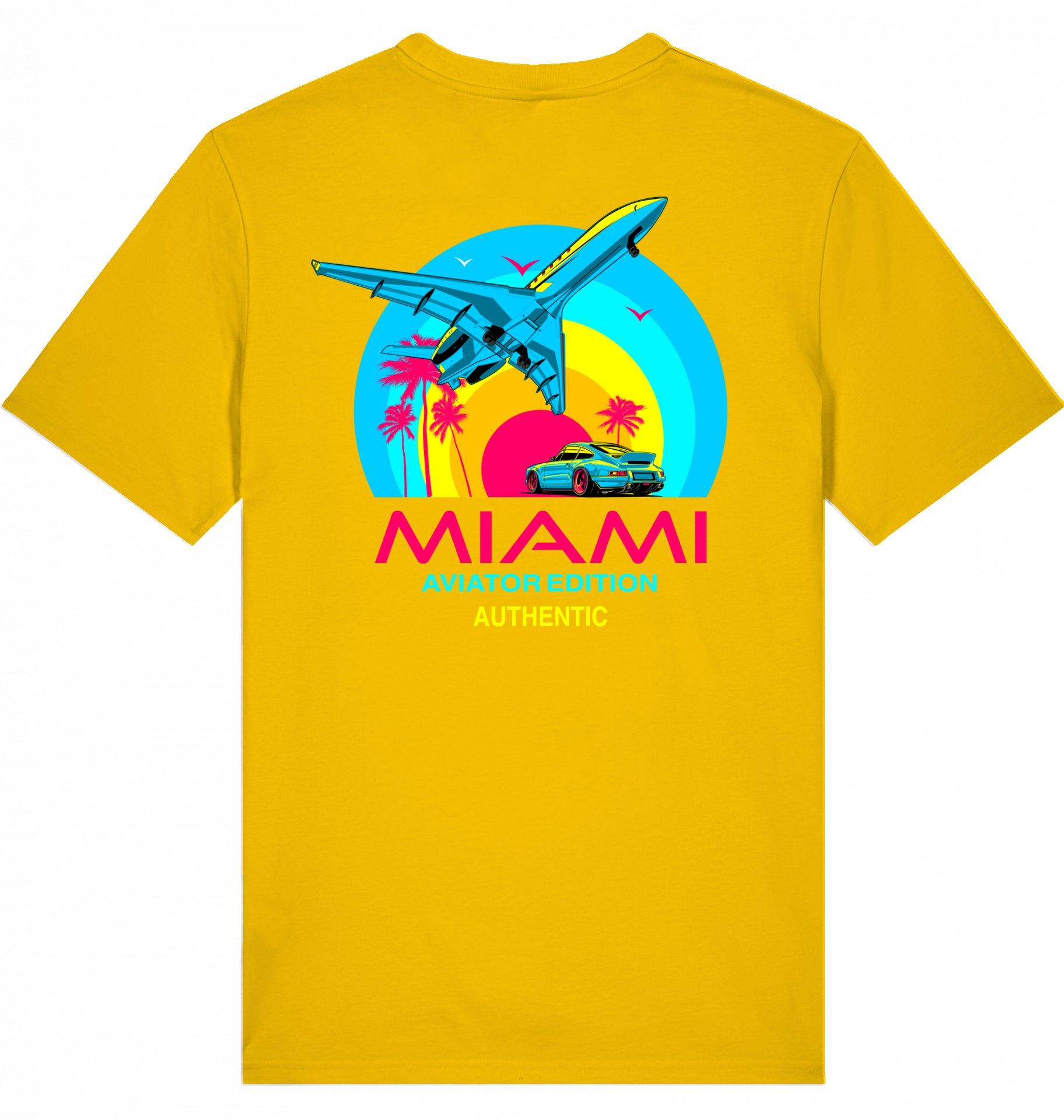 Aviation Flugzeug T-Shirt "Aviator Miami Summer" Spectra Yellow für Piloten, Crews, Kinder & Planespotter made by SUPERSONIC aero 4U