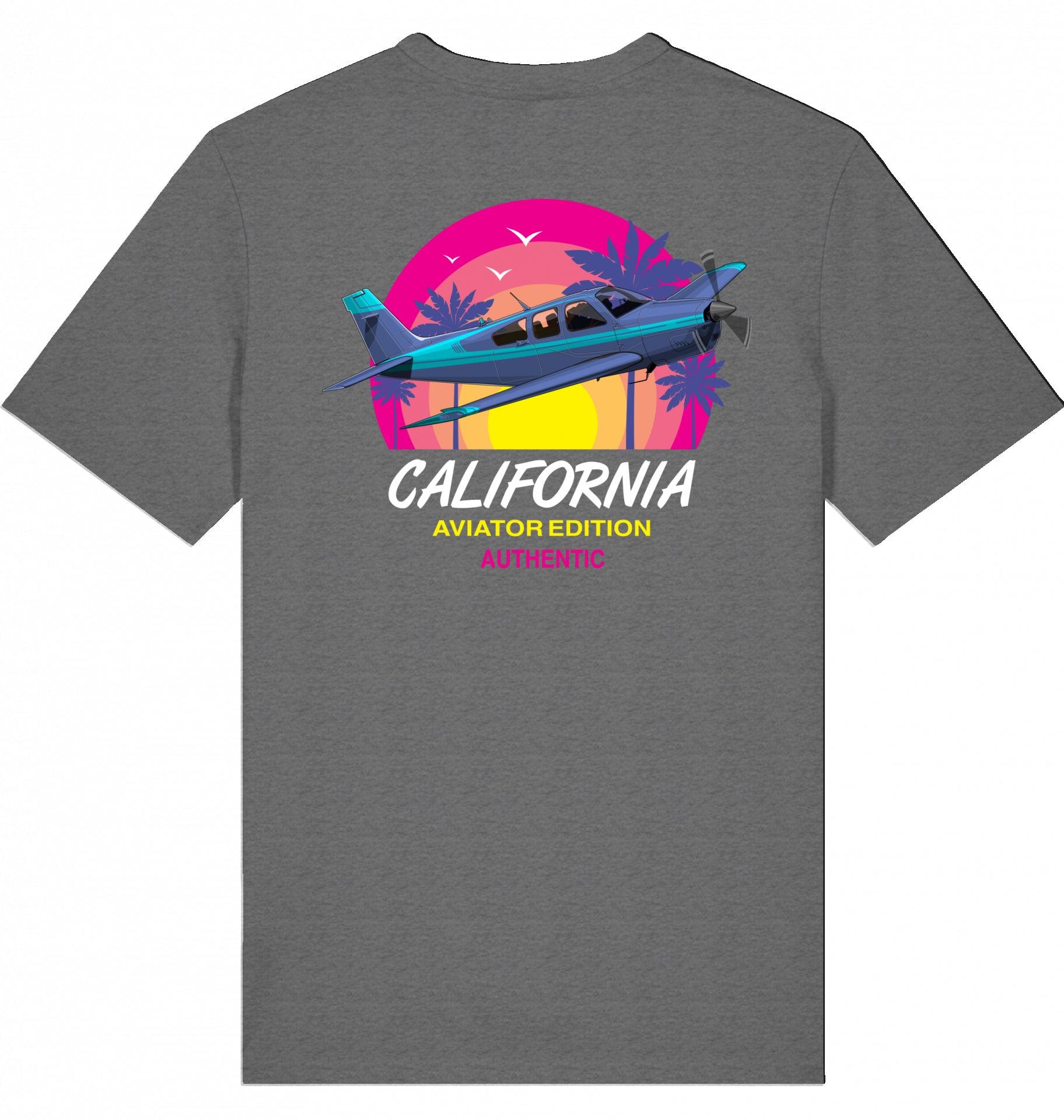 Aviation Flugzeug T-Shirt "Aviator California Summer" Dark Heather Grey für Piloten, Crews, Kinder & Planespotter made by SUPERSONIC aero 4U