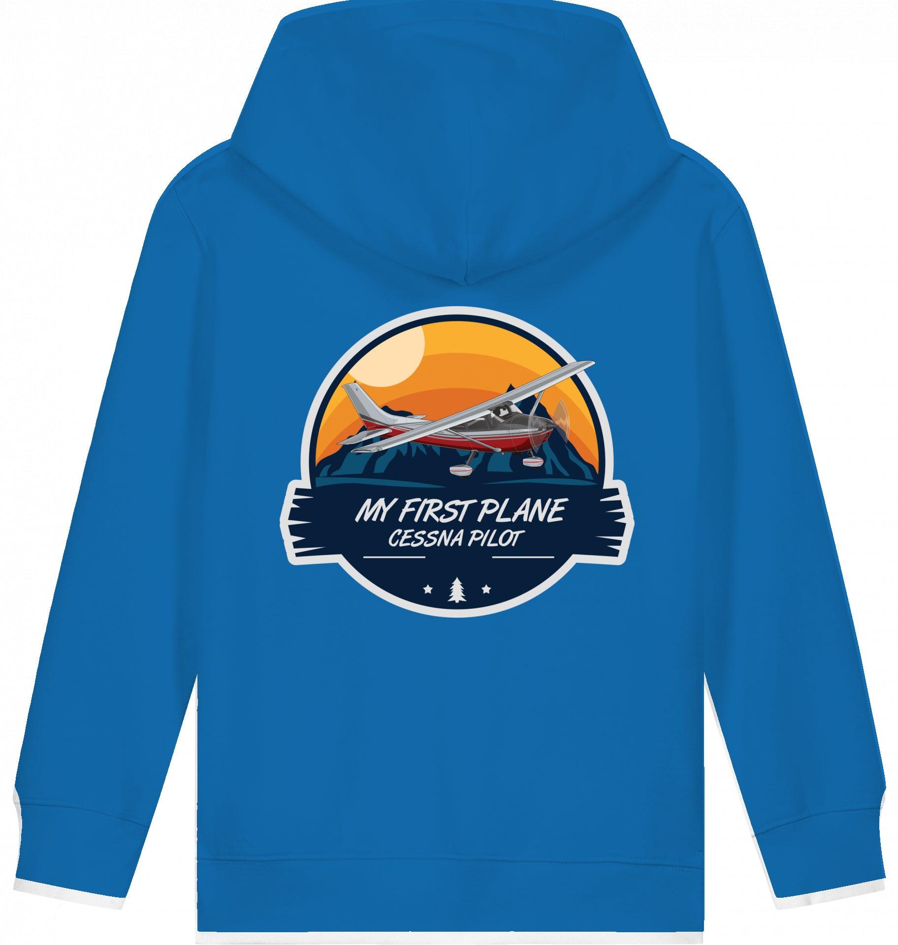 Aviation Kids Flugzeug Hoodie "My First Plane - Cessna 172" Royal Blue für Piloten, Crews, Kinder & Planespotter made by SUPERSONIC aero 4U