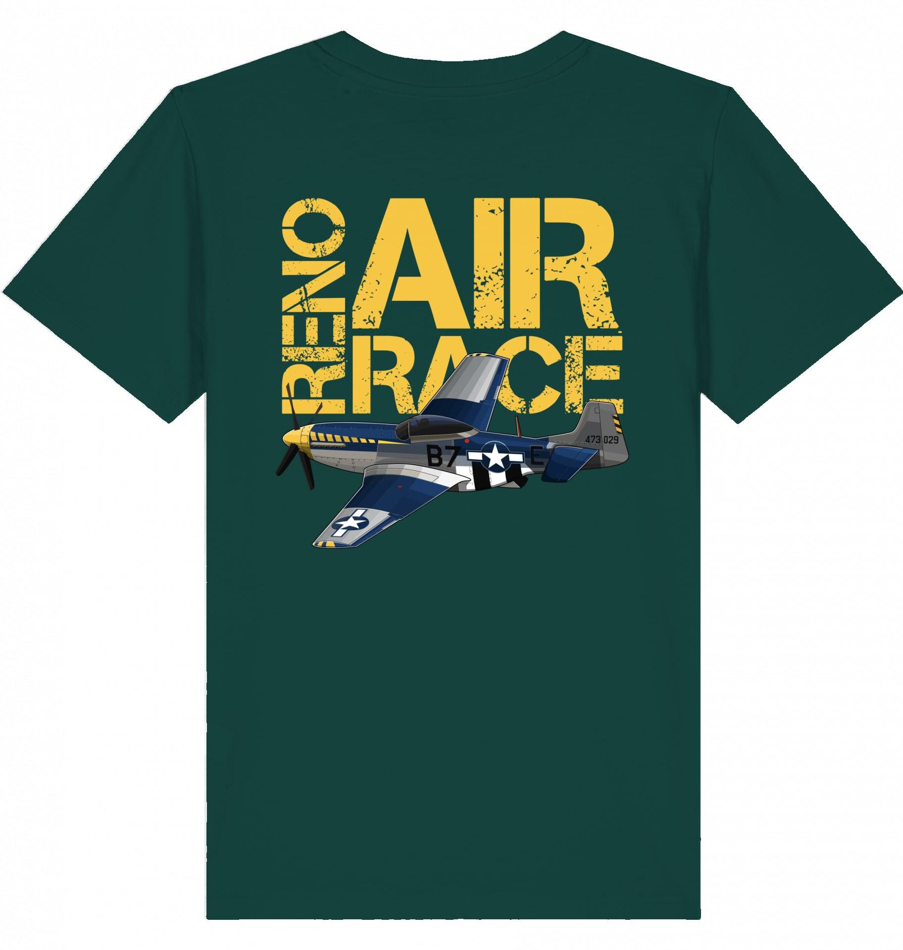 Aviation Kids Aviation T-Shirt "Reno Air Race Mustang P-51" 2.0 Glazed Green für Piloten, Crews, Kinder & Planespotter made by SUPERSONIC aero 4U