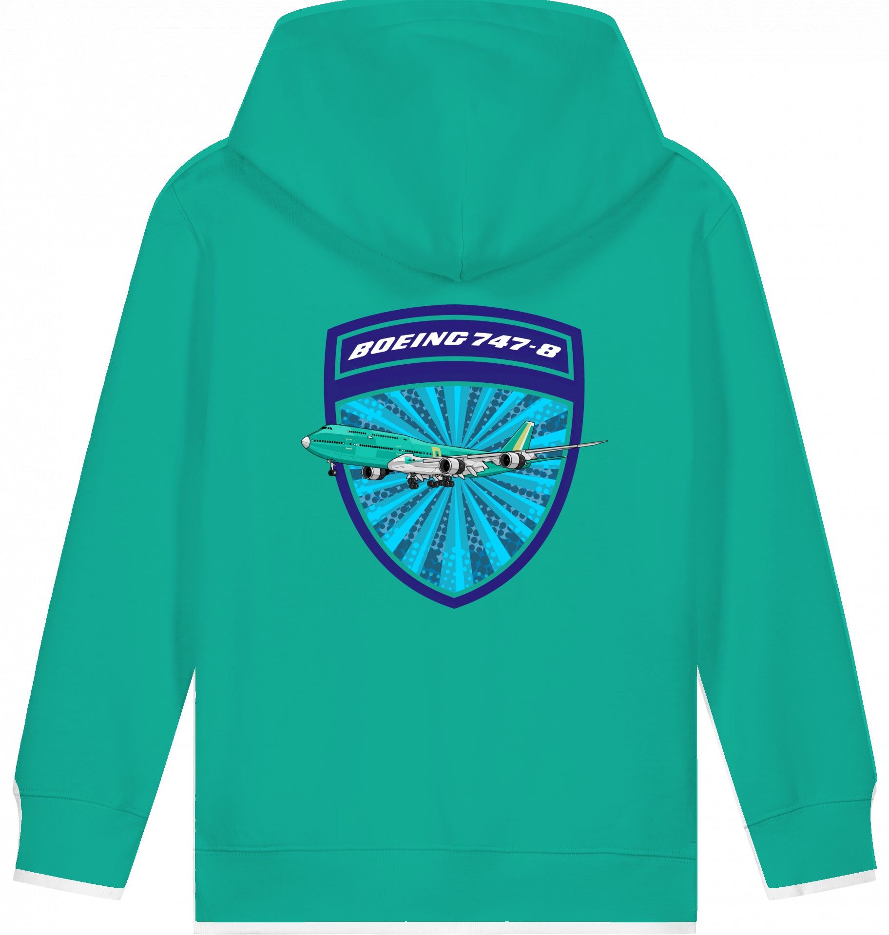 Aviation Kids Hoodie Boeing 747-8 Jumbojet Go Green für Piloten, Crews, Kinder & Planespotter made by SUPERSONIC aero 4U