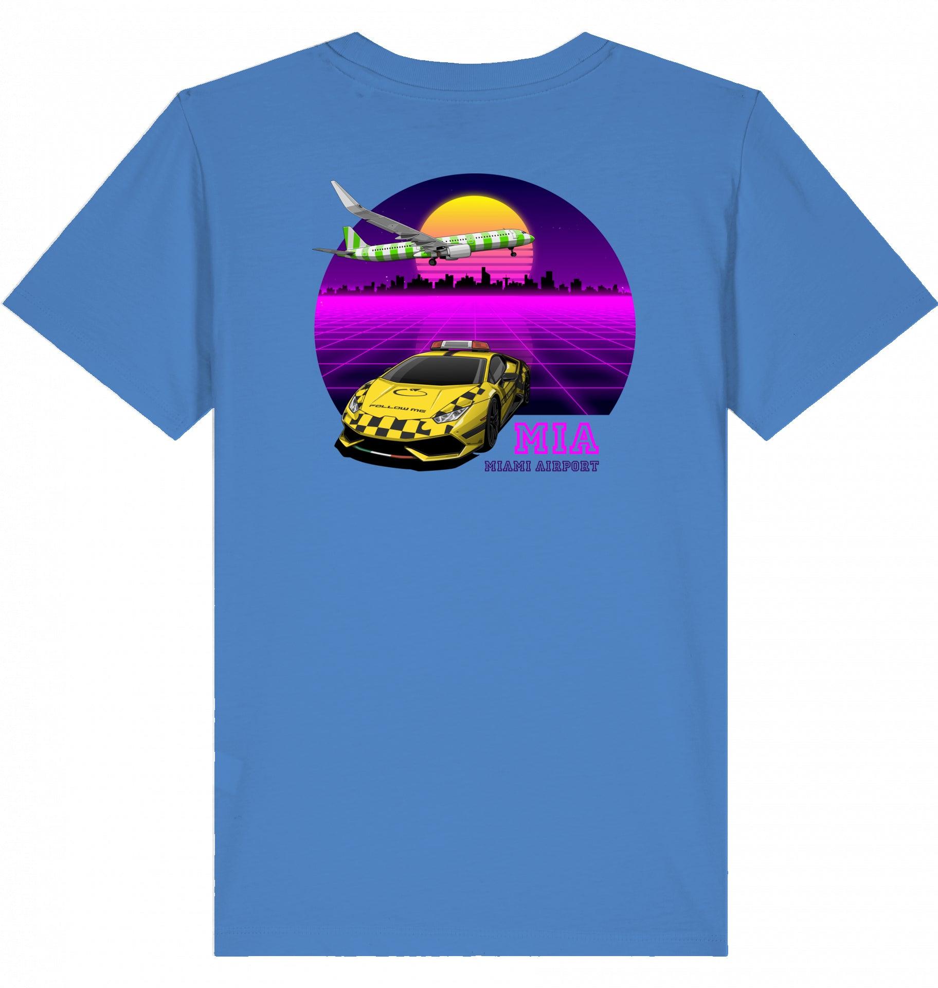 Aviation Kids Aviation T-Shirt MIA Miami Airport 80ties 2.0 Bright Blue für Piloten, Crews, Kinder & Planespotter made by SUPERSONIC aero 4U