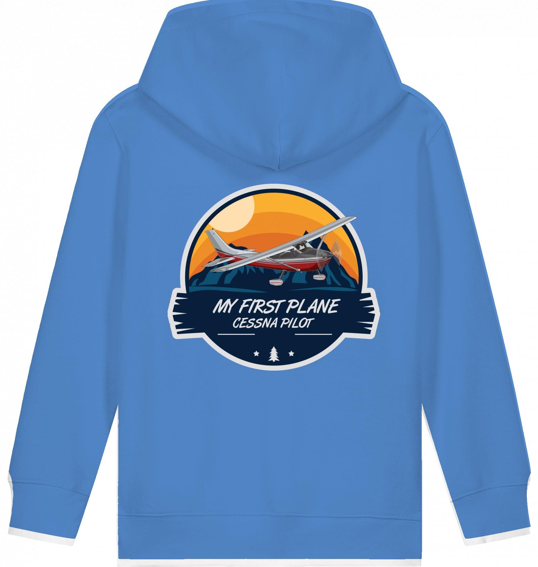 Aviation Kids Flugzeug Hoodie "My First Plane - Cessna 172" Bright Blue für Piloten, Crews, Kinder & Planespotter made by SUPERSONIC aero 4U