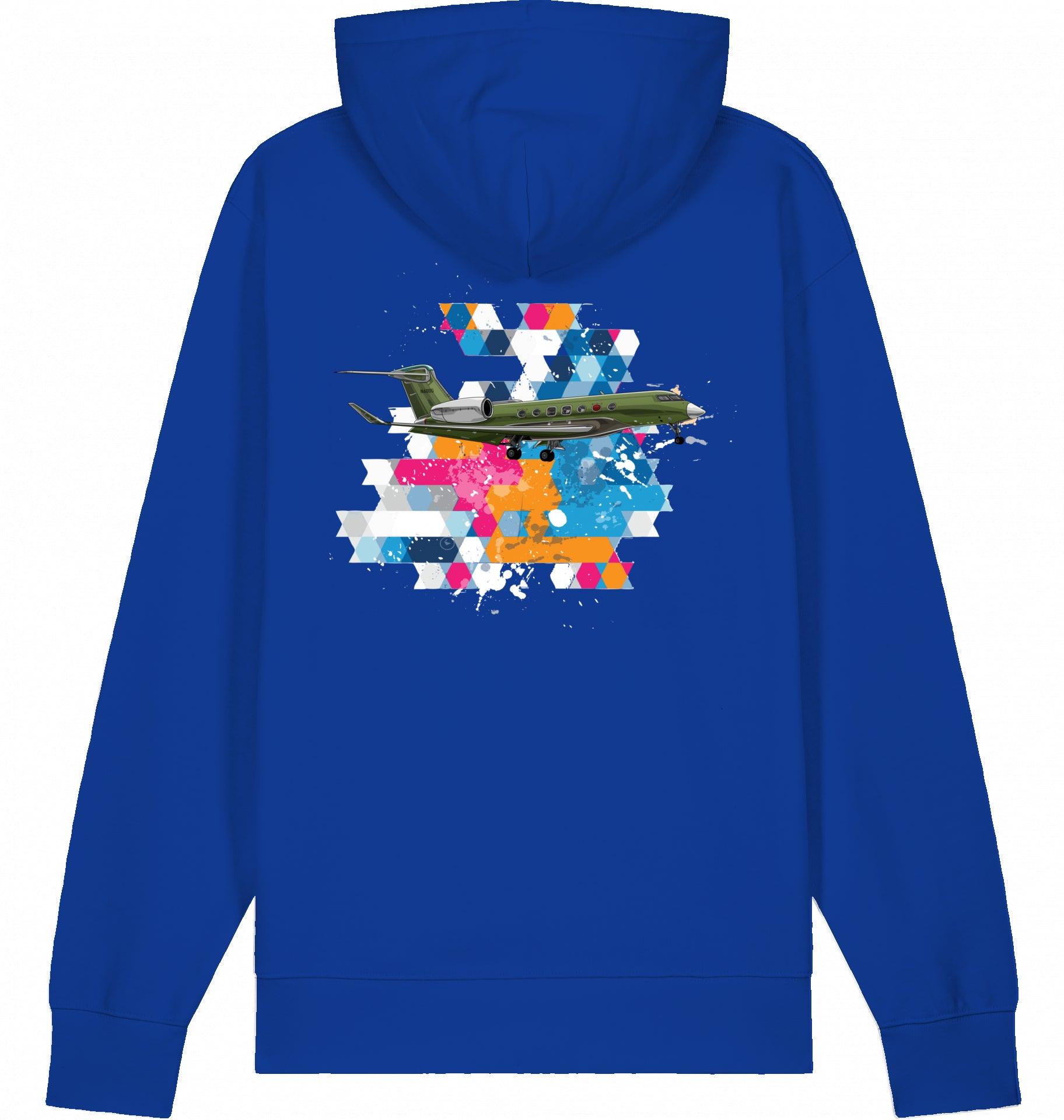 Aviation Flugzeug Hoodie Privatjet Gulfstream G500/600 Worker Blue für Piloten, Crews, Kinder & Planespotter made by SUPERSONIC aero 4U
