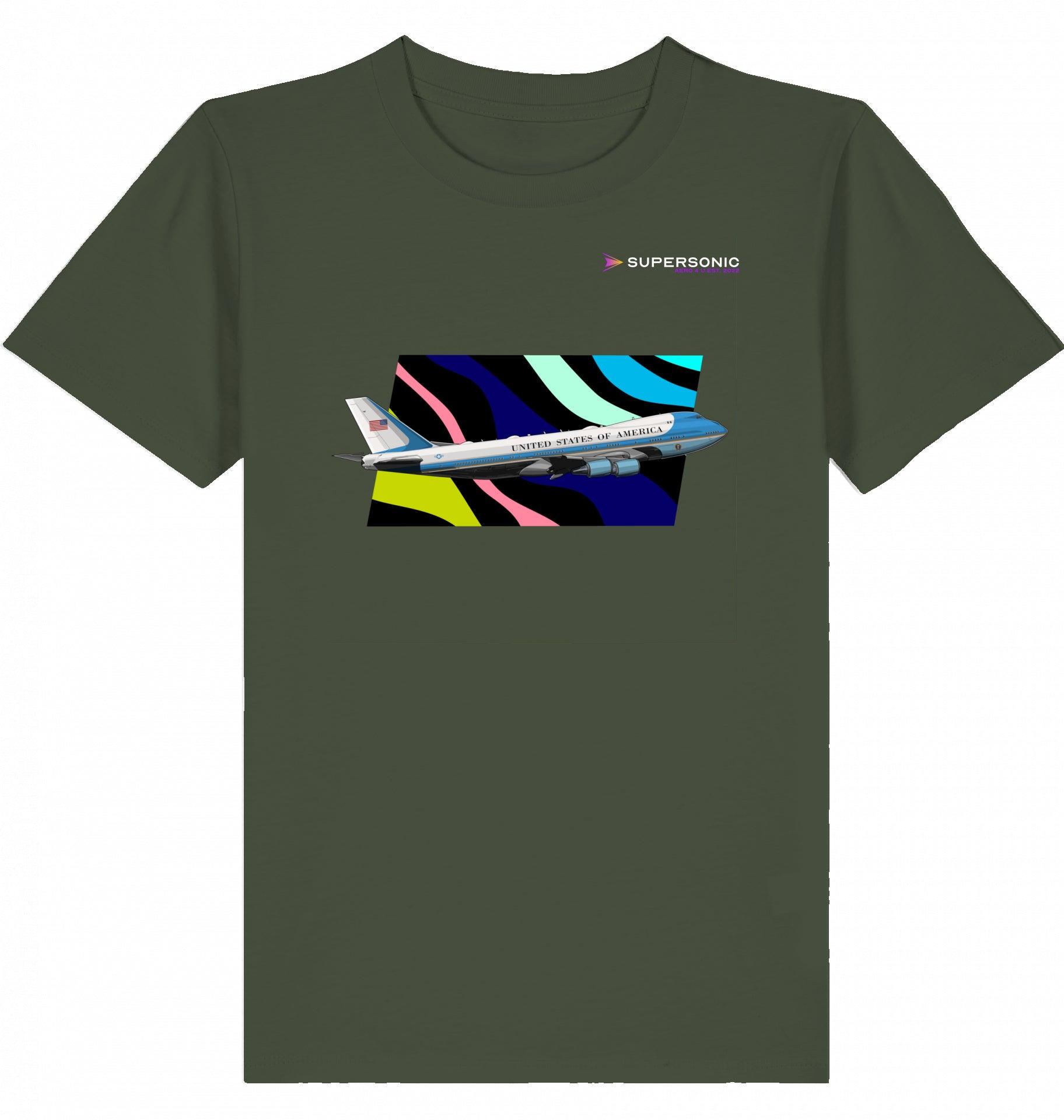 Aviation Kids Aviation T-Shirt Air Force One Boeing 747 Jumbo Jet Flugzeug 2.0 Khaki für Piloten, Crews, Kinder & Planespotter made by SUPERSONIC aero 4U