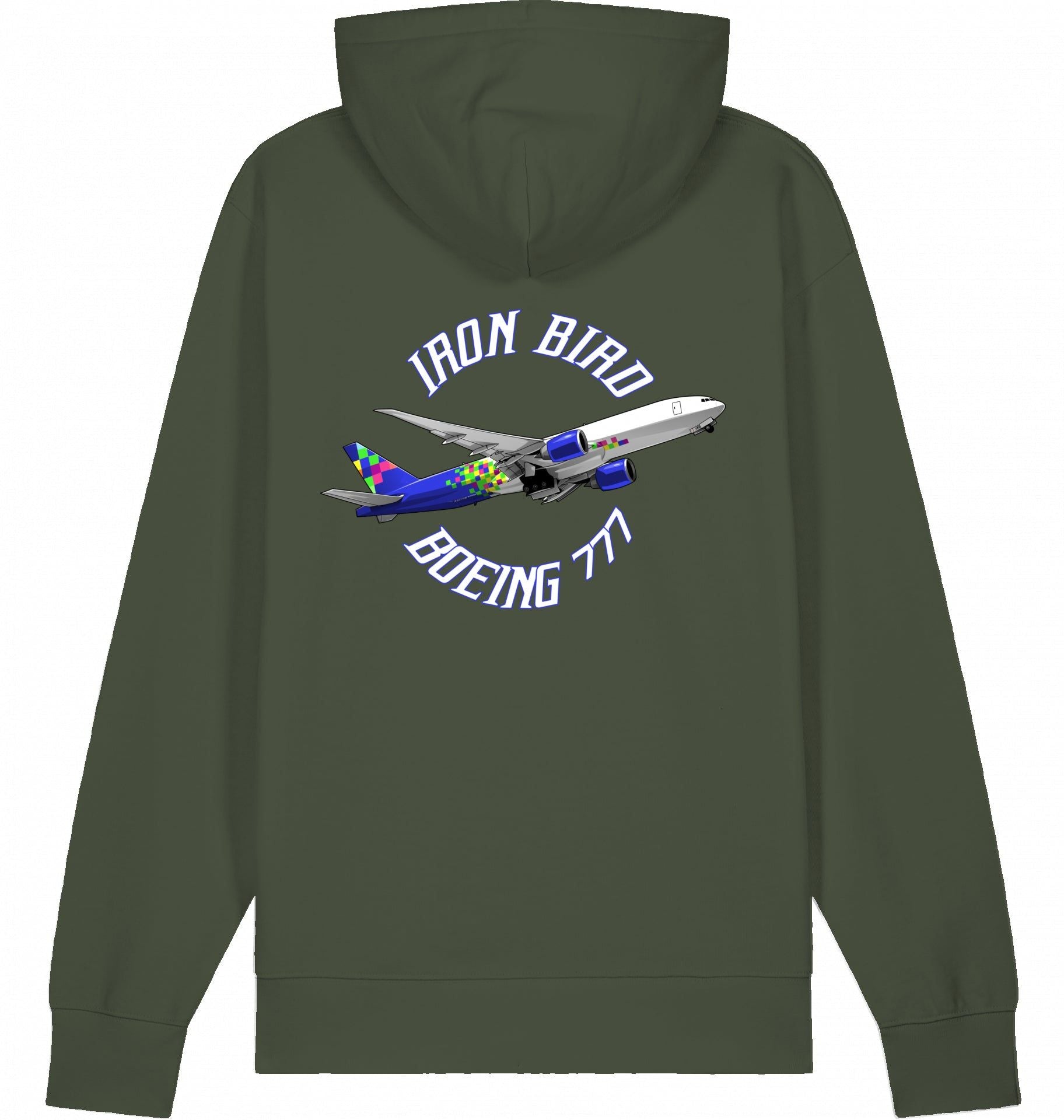 Aviation Flugzeug Hoodie Boeing 777 Iron Bird Khaki für Piloten, Crews, Kinder & Planespotter made by SUPERSONIC aero 4U