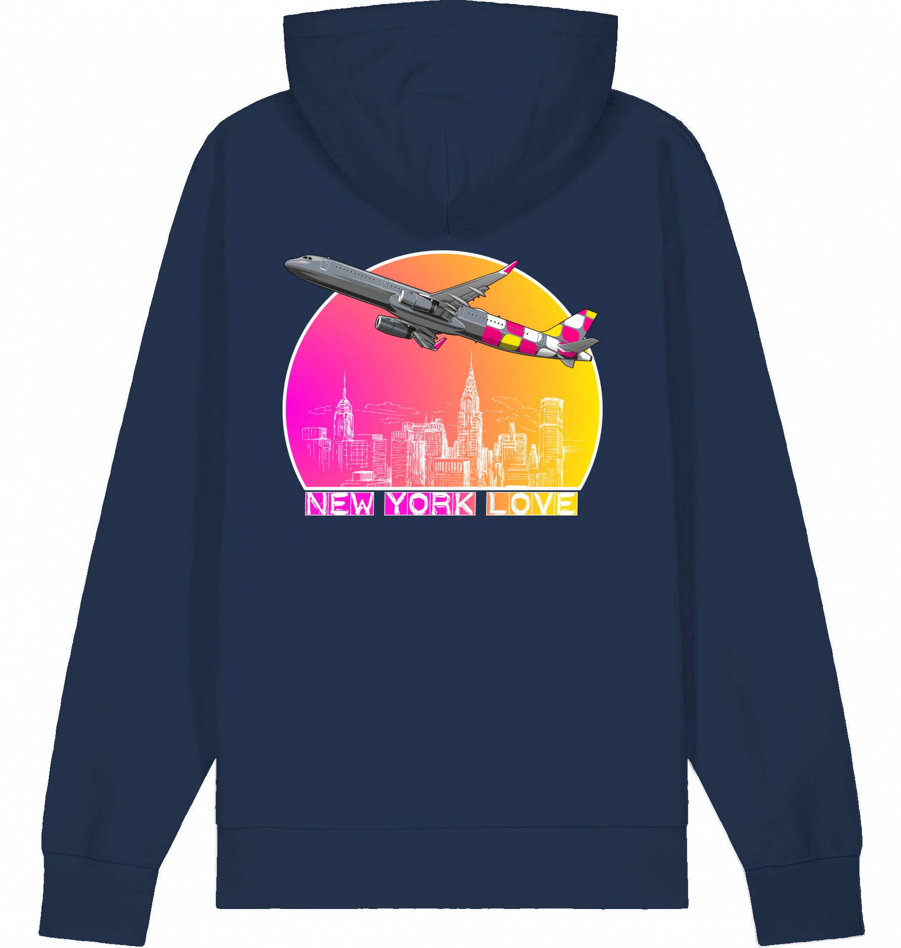 Aviation Flugzeug Hoodie Airbus A321 New York French Navy für Piloten, Crews, Kinder & Planespotter made by SUPERSONIC aero 4U