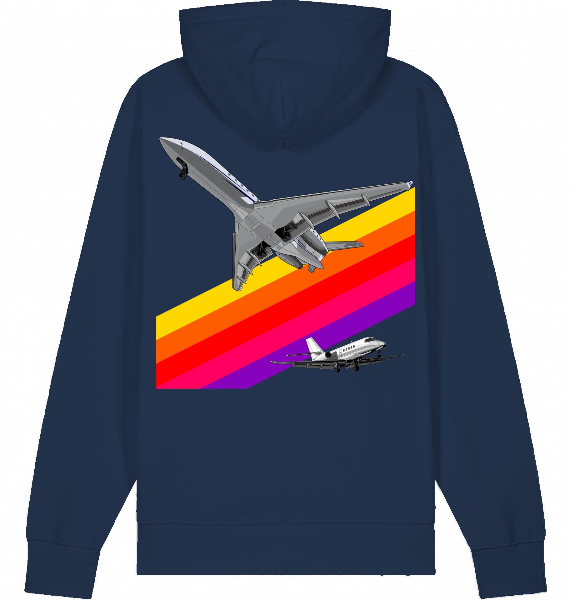 Aviation Flugzeug Hoodie im VHS Rainbow Design der 80er French Navy für Piloten, Crews, Kinder & Planespotter made by SUPERSONIC aero 4U