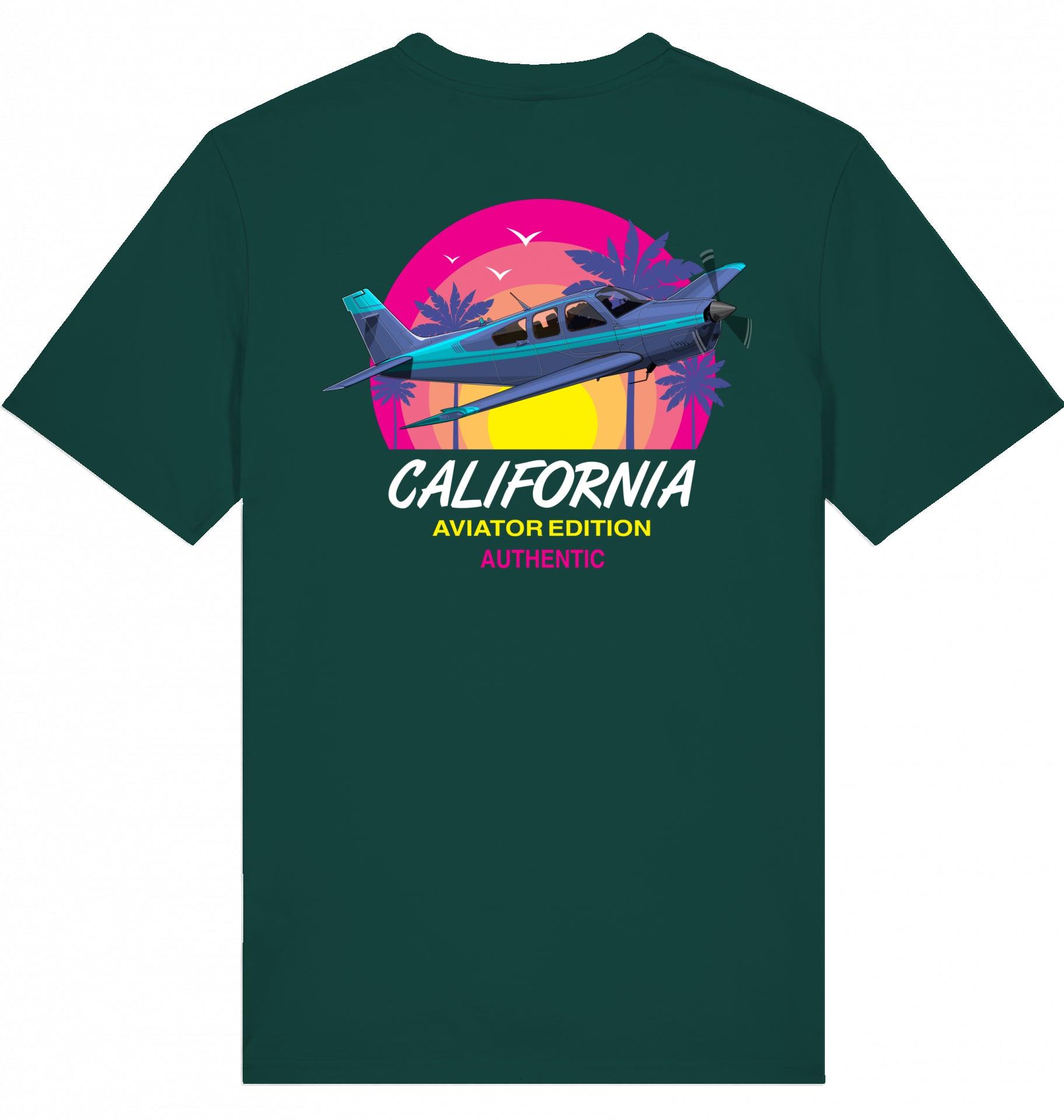 Aviation Flugzeug T-Shirt "Aviator California Summer" Glazed Green für Piloten, Crews, Kinder & Planespotter made by SUPERSONIC aero 4U