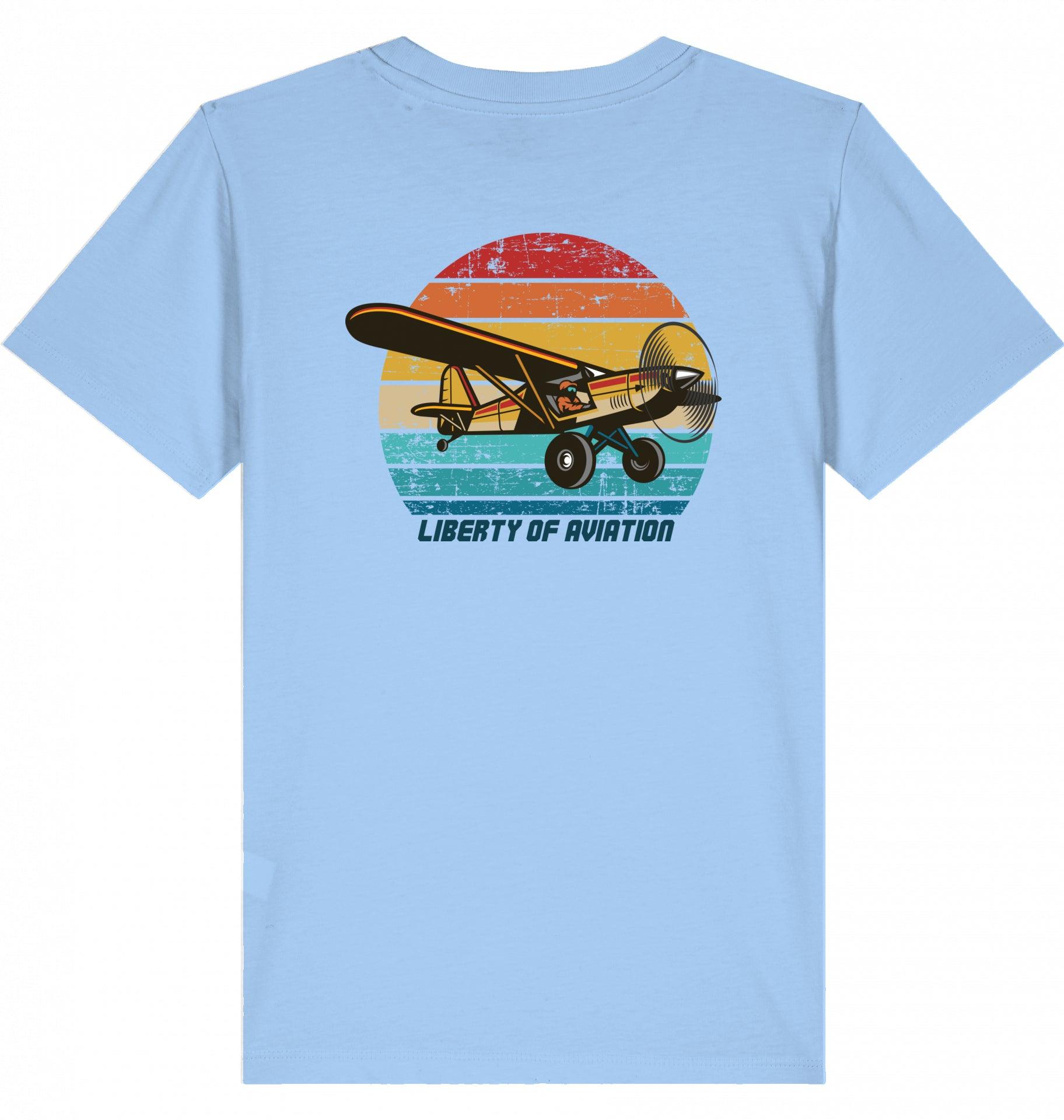 Aviation Kids Aviation T-Shirt "Liberty of Aviation" Piper Super Cup 2.0 Blue Soul für Piloten, Crews, Kinder & Planespotter made by SUPERSONIC aero 4U