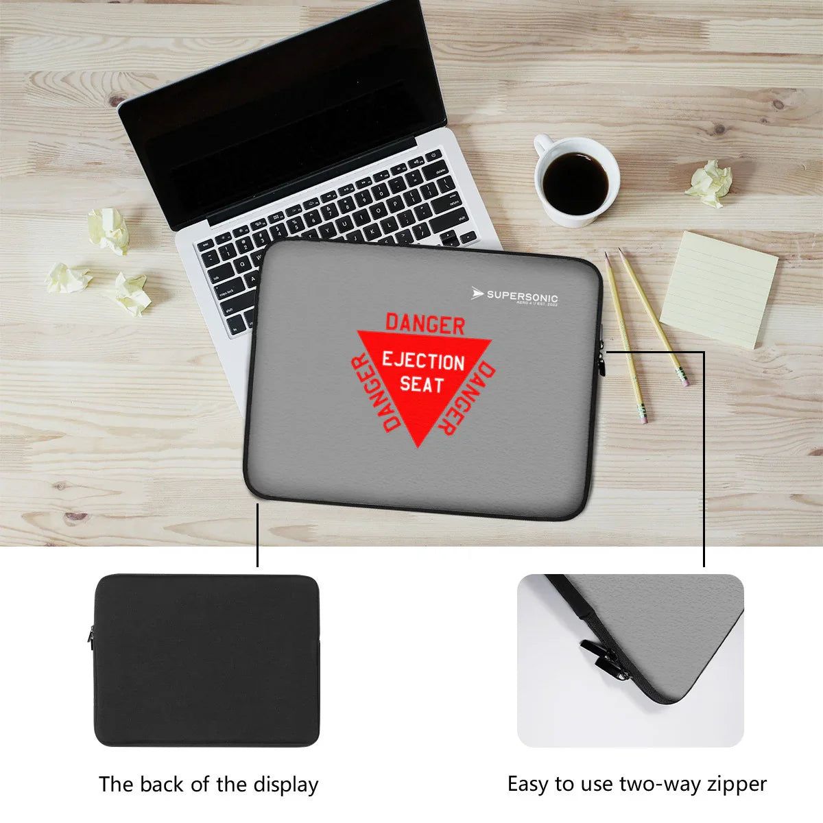 Aviation Fighter Pilot Style | Ejection Seat Warning Laptop & EFB Tasche für Piloten, Crews, Kinder & Planespotter made by SUPERSONIC aero 4U