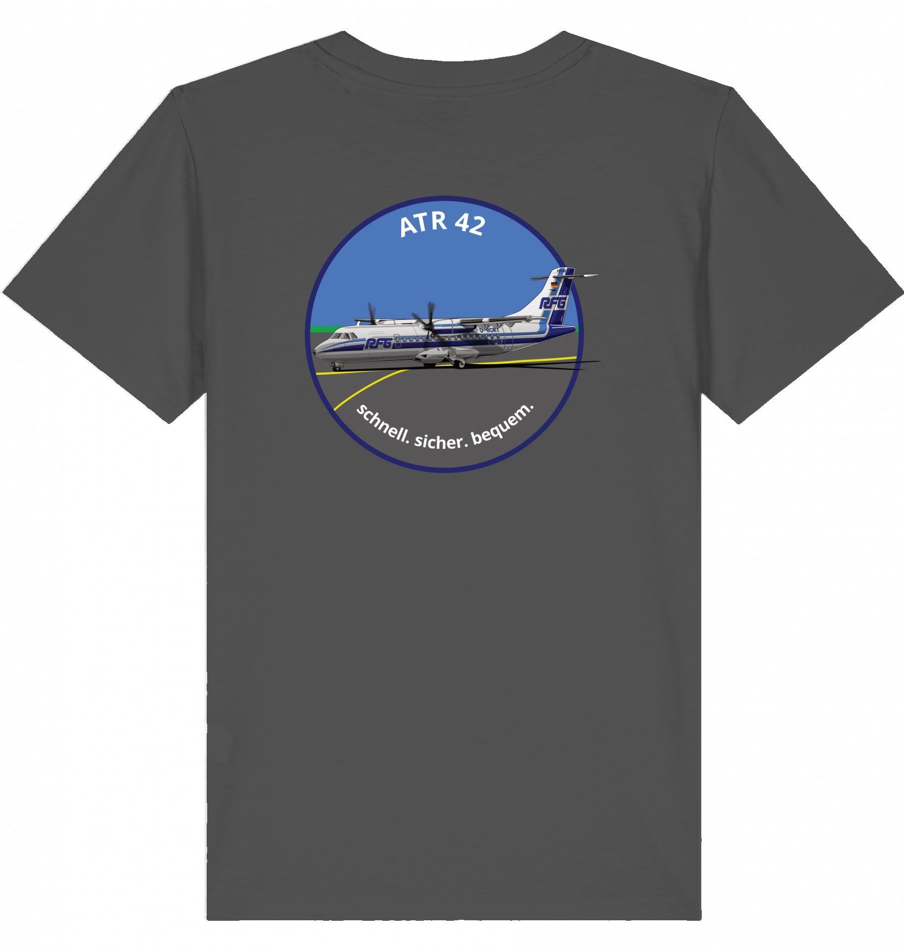 Aviation Kids Aviation T-Shirt "ATR42 Flugzeug RFG EDLW" 2.0 Anthracite für Piloten, Crews, Kinder & Planespotter made by SUPERSONIC aero 4U