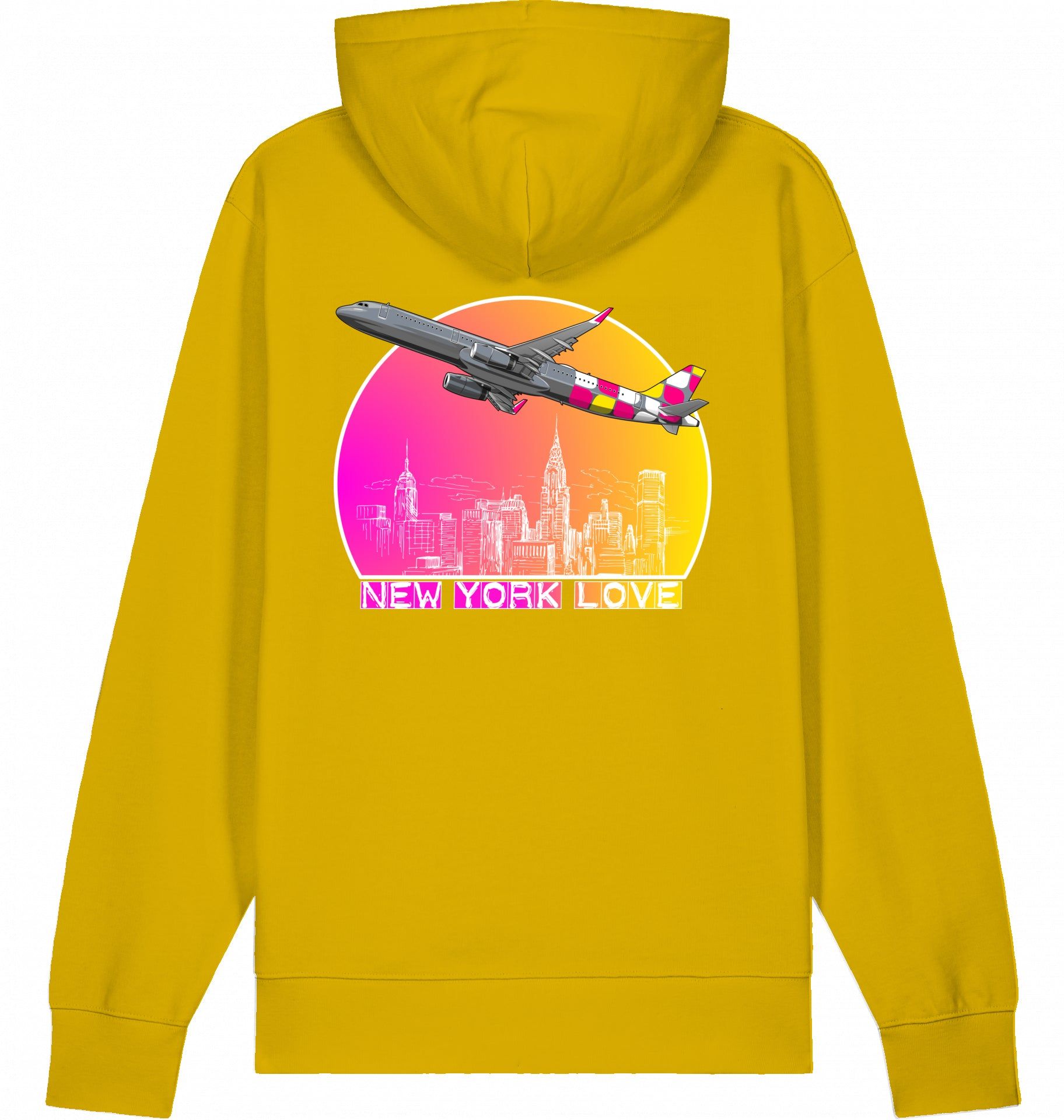 Aviation Flugzeug Hoodie Airbus A321 New York Ochre für Piloten, Crews, Kinder & Planespotter made by SUPERSONIC aero 4U