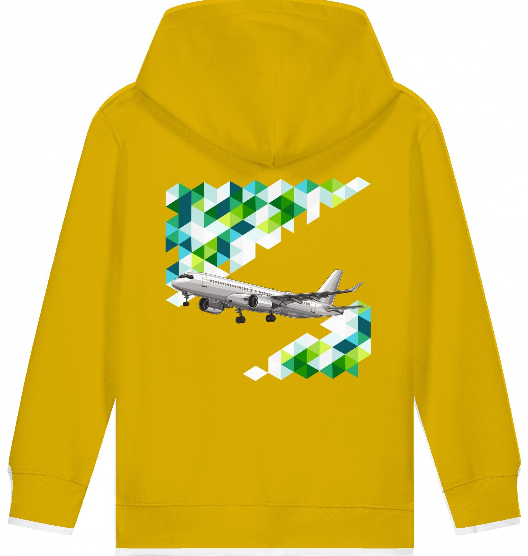 Aviation Kids Flugzeug Hoodie "Airbus A220 Aircraft" Ochre für Piloten, Crews, Kinder & Planespotter made by SUPERSONIC aero 4U