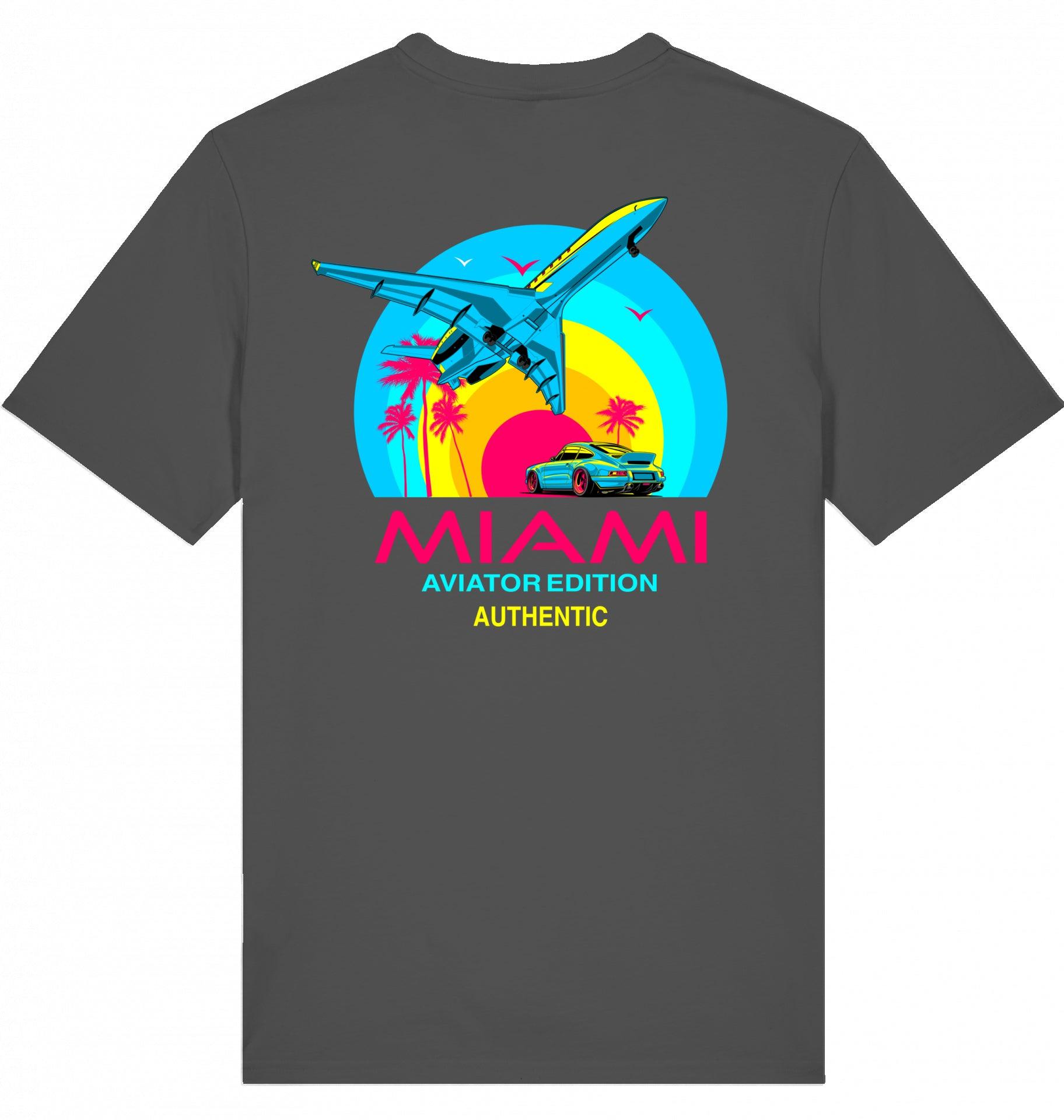 Aviation Flugzeug T-Shirt "Aviator Miami Summer" Anthracite für Piloten, Crews, Kinder & Planespotter made by SUPERSONIC aero 4U