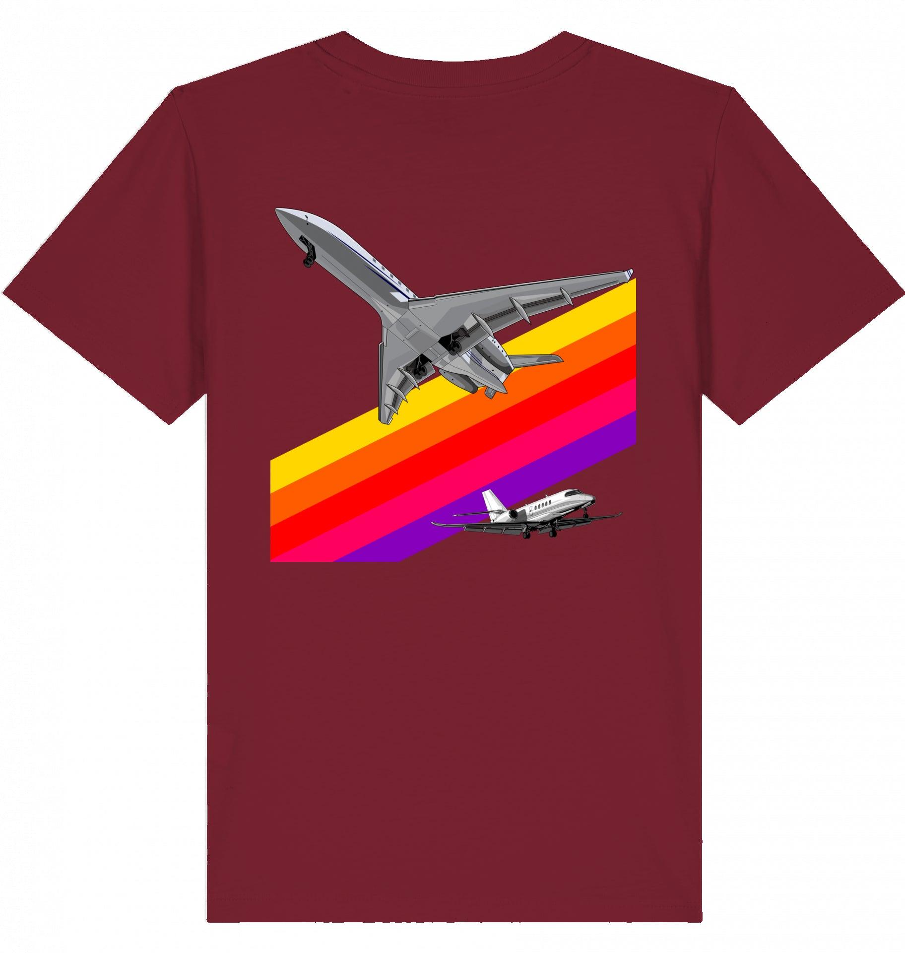 Aviation Kids Aviation T-Shirt "VHS 80ies Style - Business Aviation" 2.0 Burgundy für Piloten, Crews, Kinder & Planespotter made by SUPERSONIC aero 4U