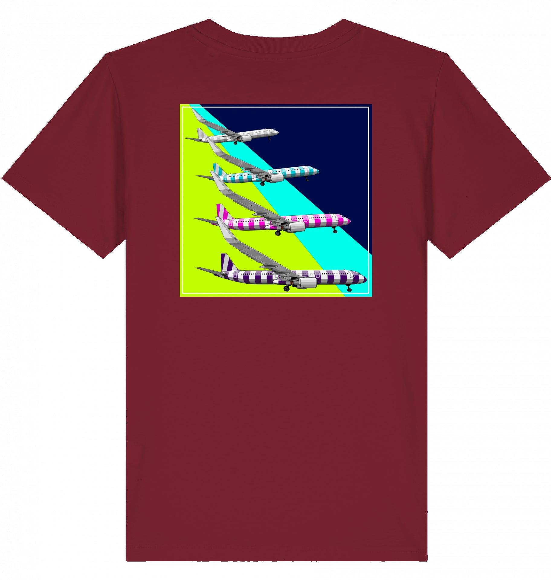 Aviation Kids Aviation T-Shirt Airbus A321 Aircraft Landing 2.0 Burgundy für Piloten, Crews, Kinder & Planespotter made by SUPERSONIC aero 4U